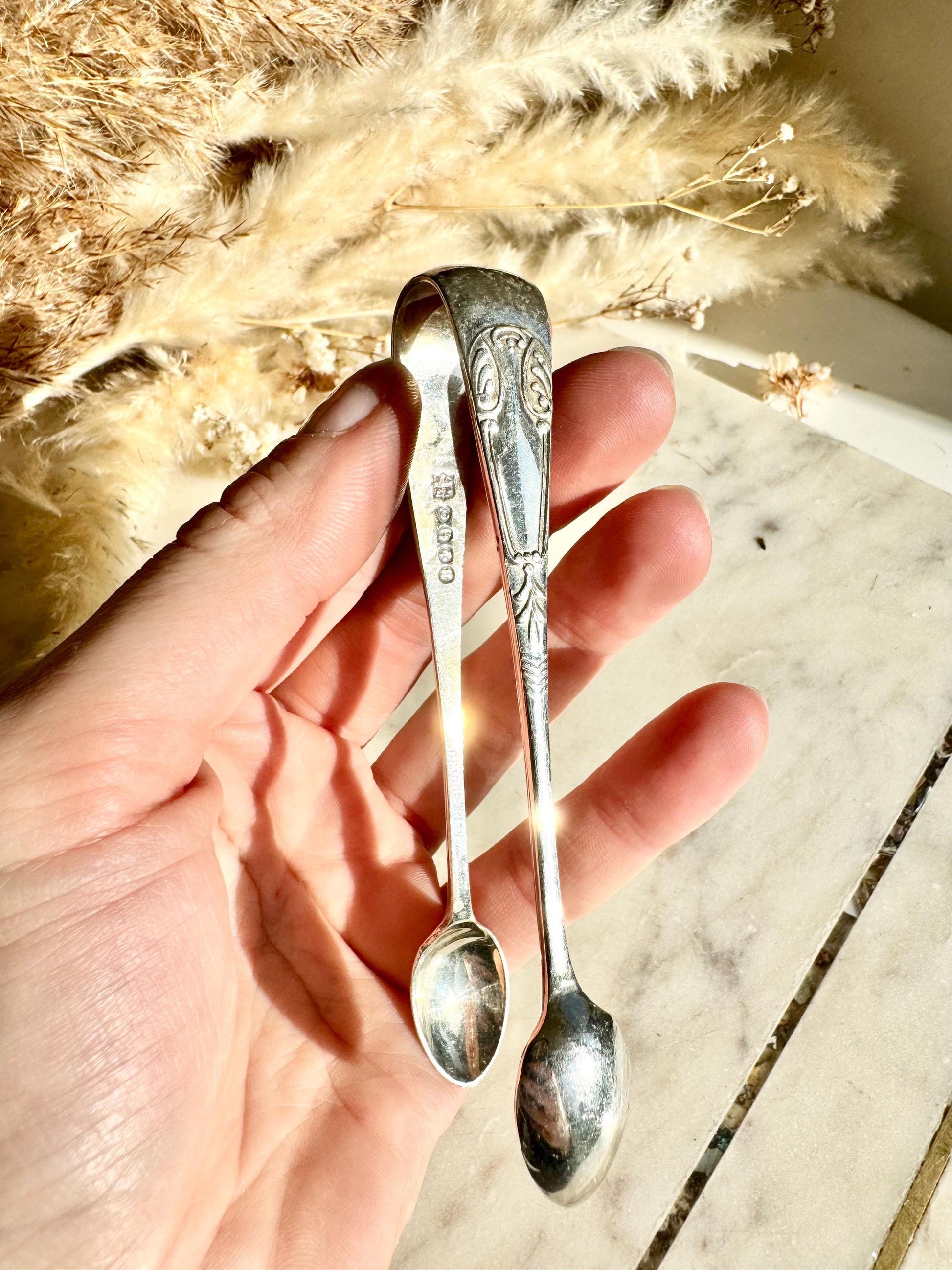 Antique Victorian Ornate Silver Sugar Tongs, Vintage Decorative Silver-plated Tea Party Accessory, Edwardian Tableware