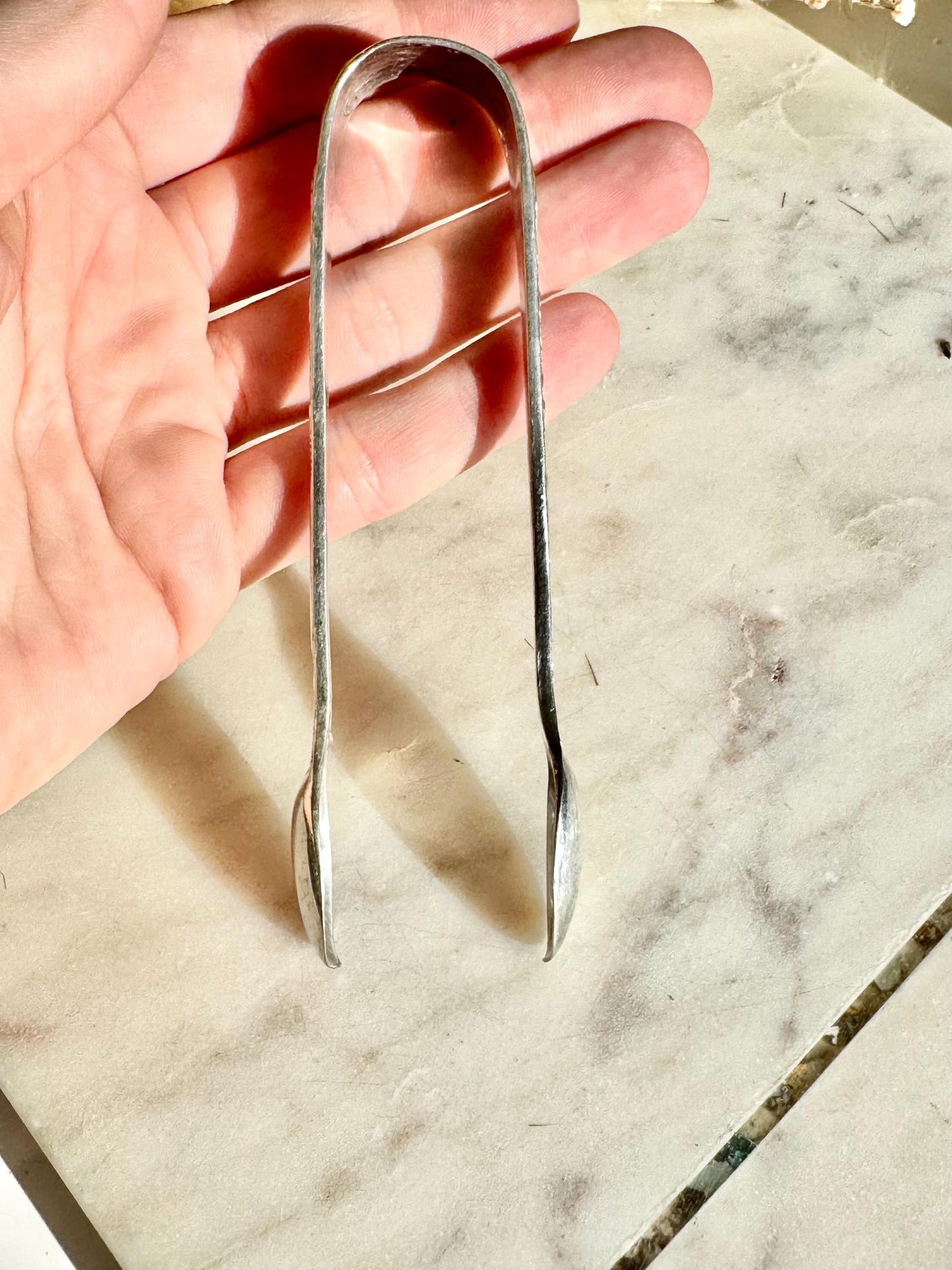 Antique Victorian Silver Sugar Tongs with Ornate Floral Pattern, Hallmarked AB&Co, Early 1900s