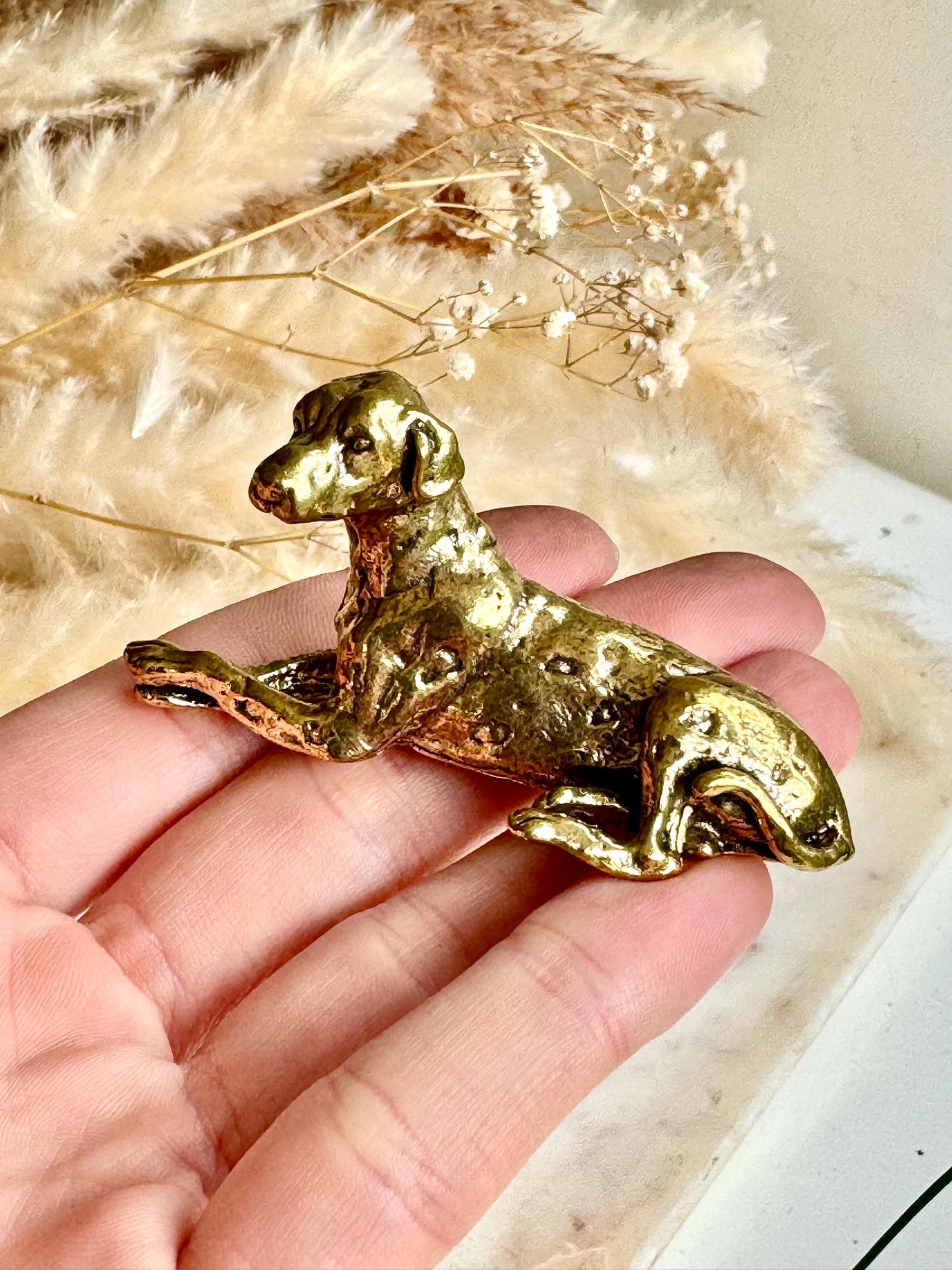 Solid Brass Dalmatian Dog Figurine, Elegant Collectible Ornament, Decorative Home Accent for Dog Lovers