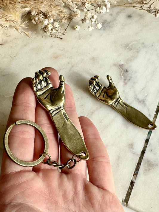 Solid Brass Creative Hand bottle opener, brass hand keyring, Cool gift for him