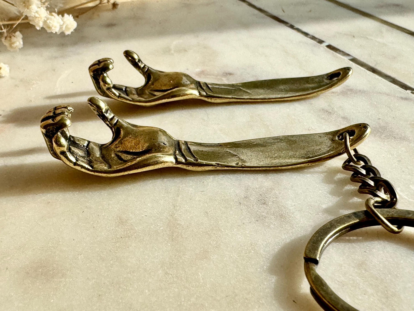 Solid Brass Creative Hand bottle opener, brass hand keyring, Cool gift for him