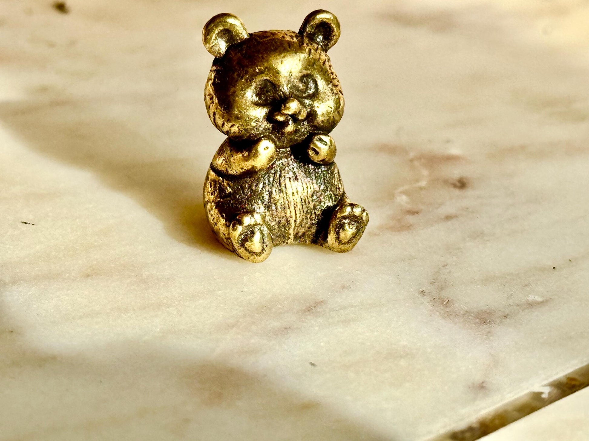 Cute Baby Panda figurine, Solid brass adorable panda miniature, Metal Panda sculpture, panda decor