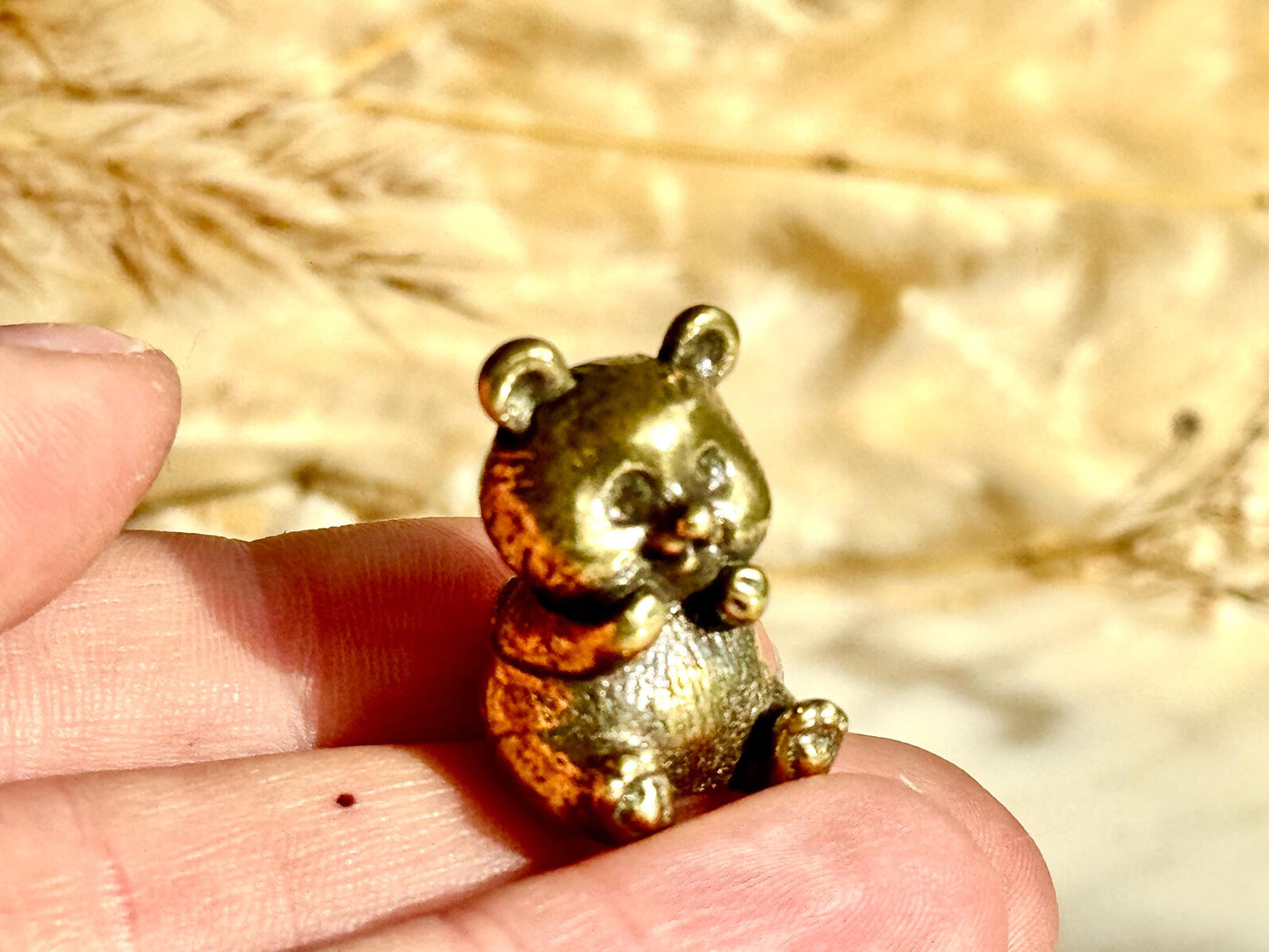 Cute Baby Panda figurine, Solid brass adorable panda miniature, Metal Panda sculpture, panda decor