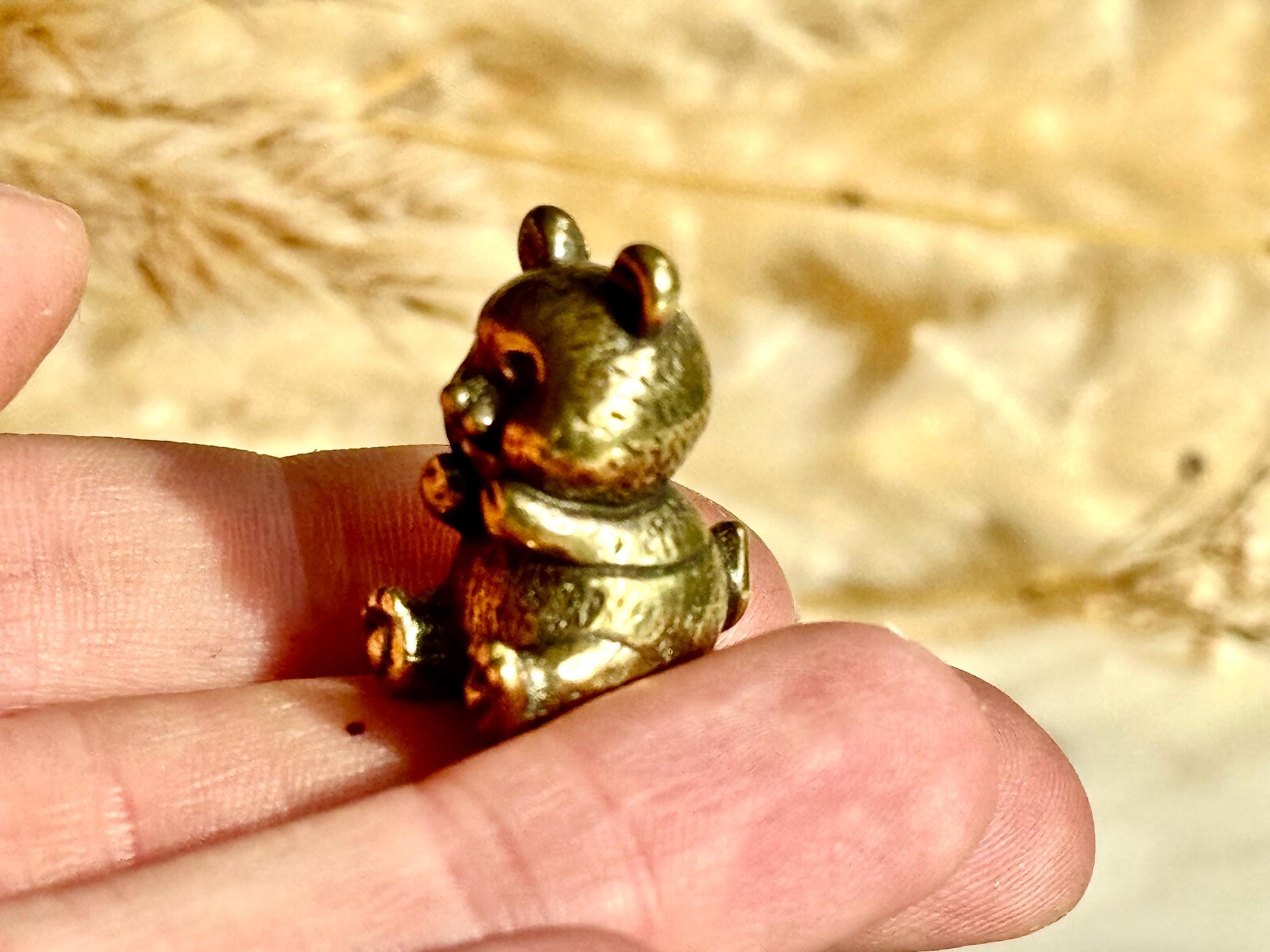 Cute Baby Panda figurine, Solid brass adorable panda miniature, Metal Panda sculpture, panda decor