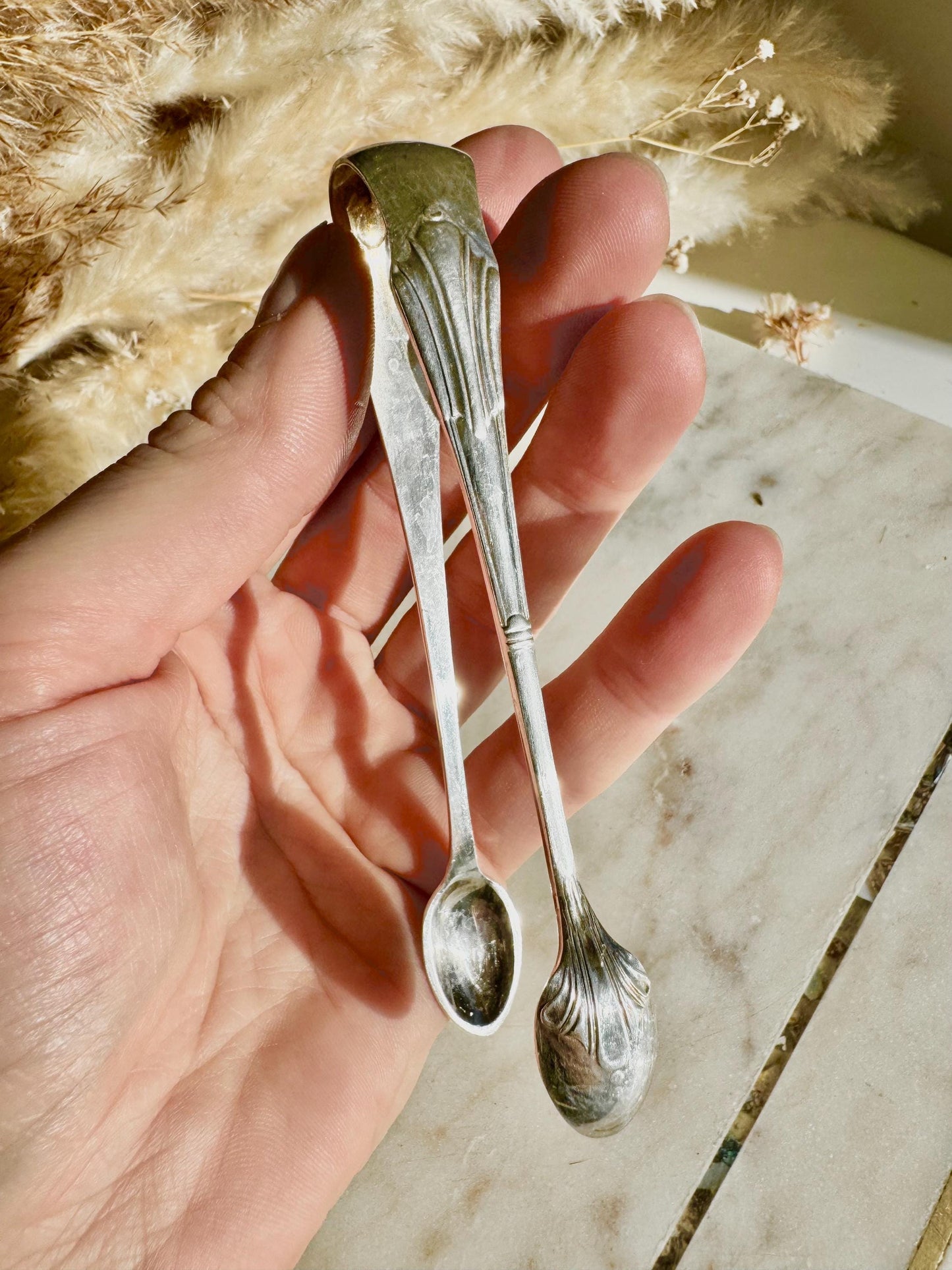 Antique Victorian Ornate Silver Sugar Tongs, Vintage Decorative Silver-plated Tea Party Accessory, Edwardian Tableware