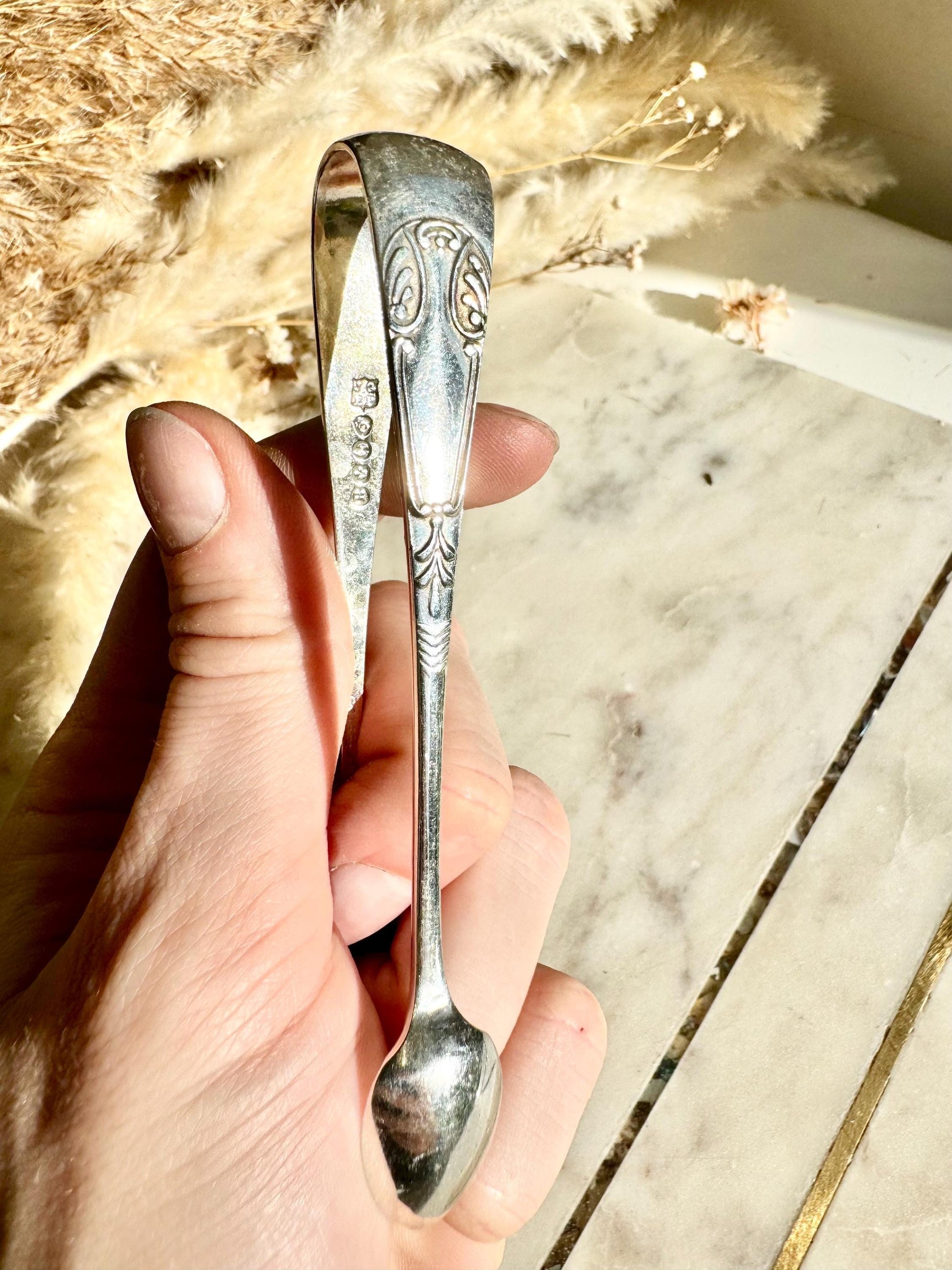 Antique Victorian Ornate Silver Sugar Tongs, Vintage Decorative Silver-plated Tea Party Accessory, Edwardian Tableware