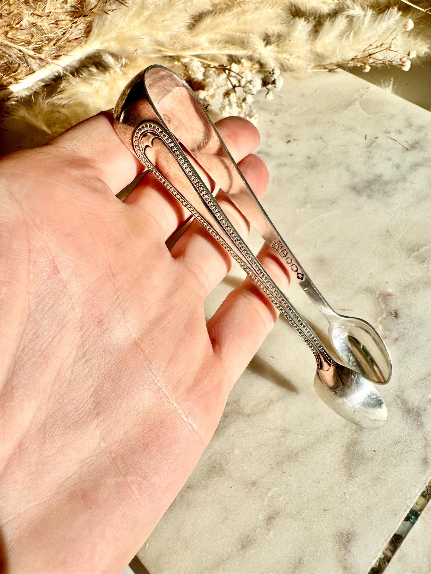 Vintage Silver-Plated Sugar or Ice Cube Serving Tongs with Classic Beaded Edge, Elegant Afternoon Tea AccessoryVintage Silver-Plated Sugar o