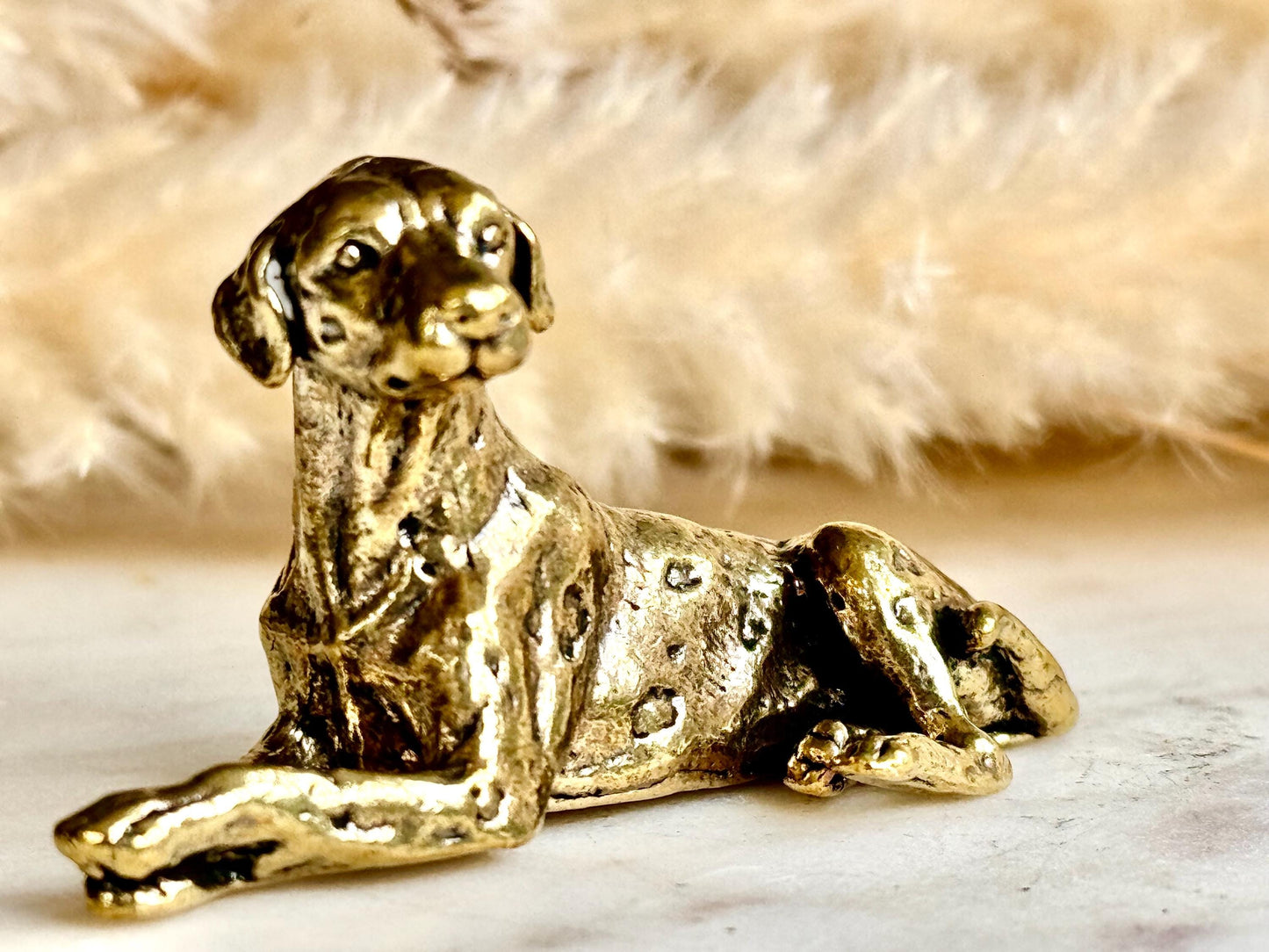 Solid Brass Dalmatian Dog Figurine, Elegant Collectible Ornament, Decorative Home Accent for Dog Lovers