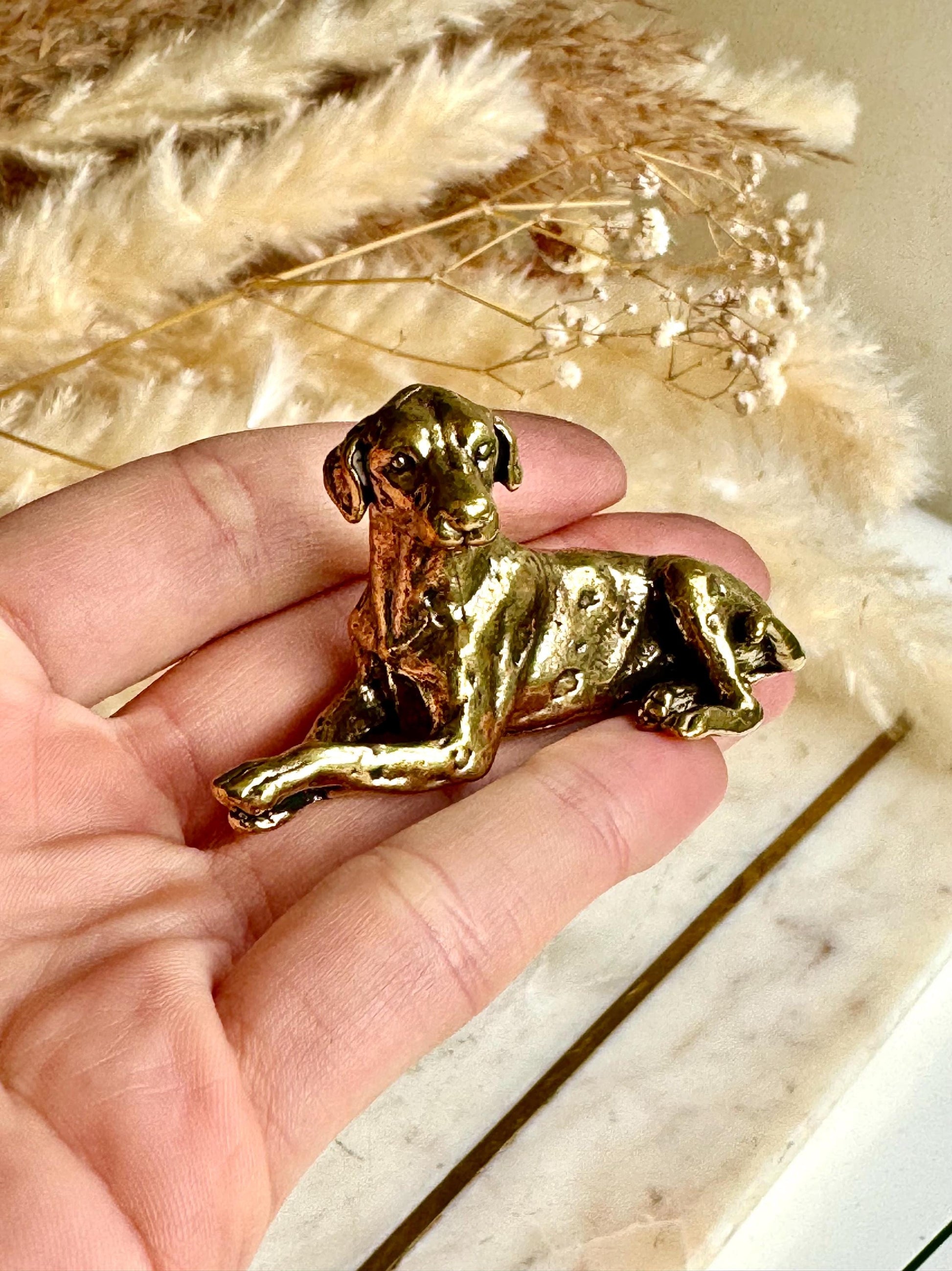 Solid Brass Dalmatian Dog Figurine, Elegant Collectible Ornament, Decorative Home Accent for Dog Lovers