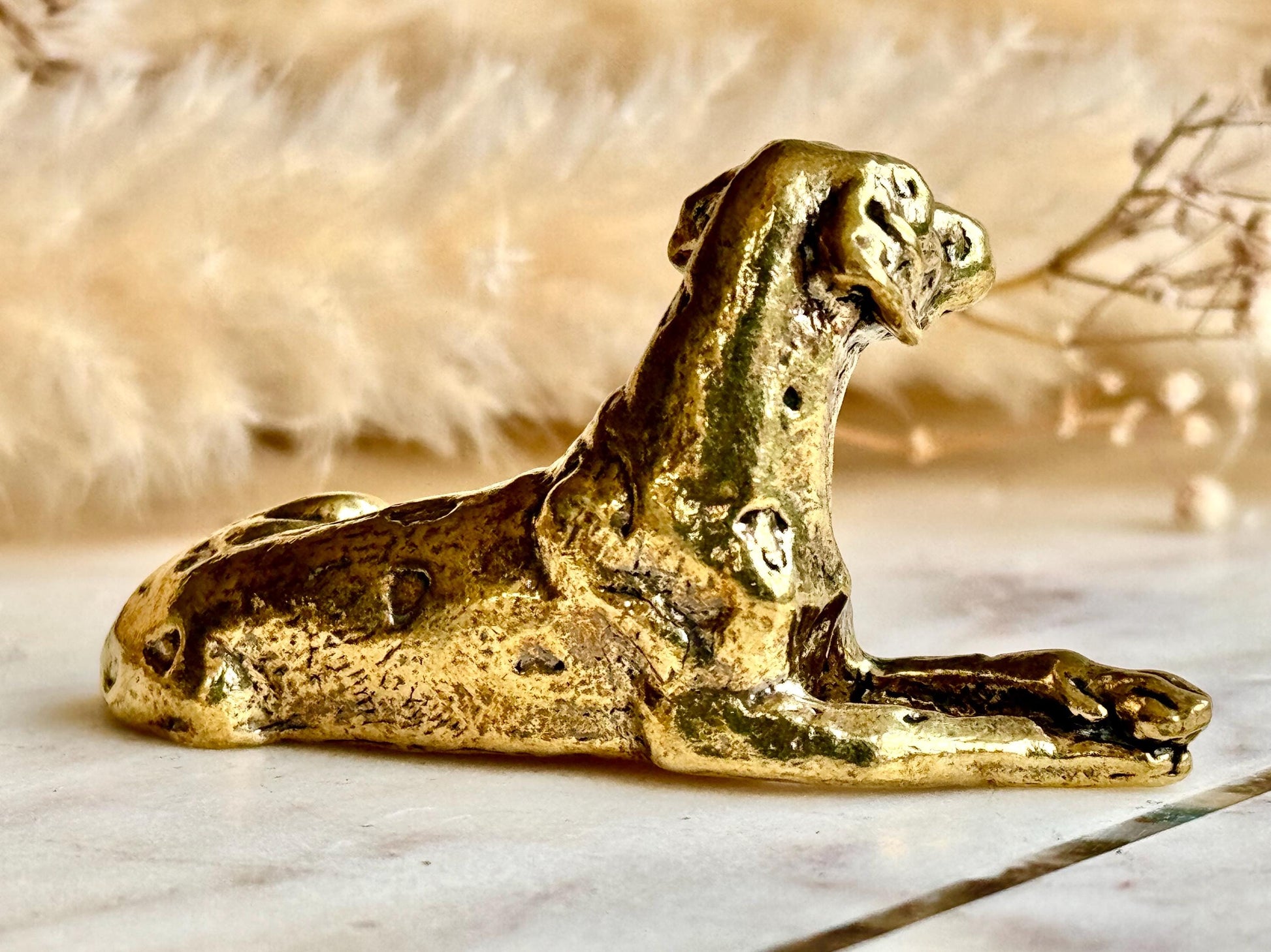 Solid Brass Dalmatian Dog Figurine, Elegant Collectible Ornament, Decorative Home Accent for Dog Lovers