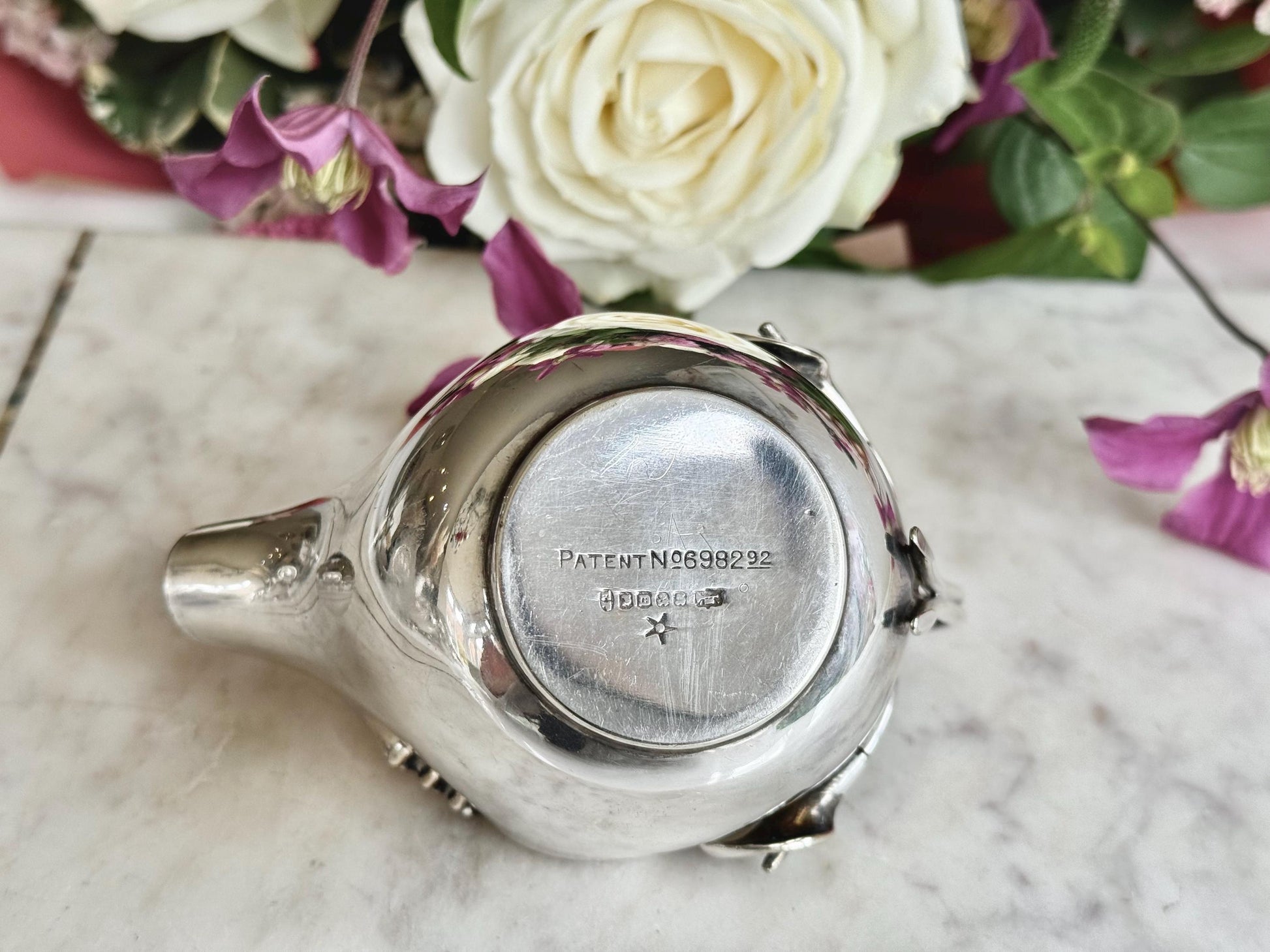 Antique Silver Plated Creamer and Sugar Bowl Set – Art Nouveau Floral Design, James Deakin and Sons