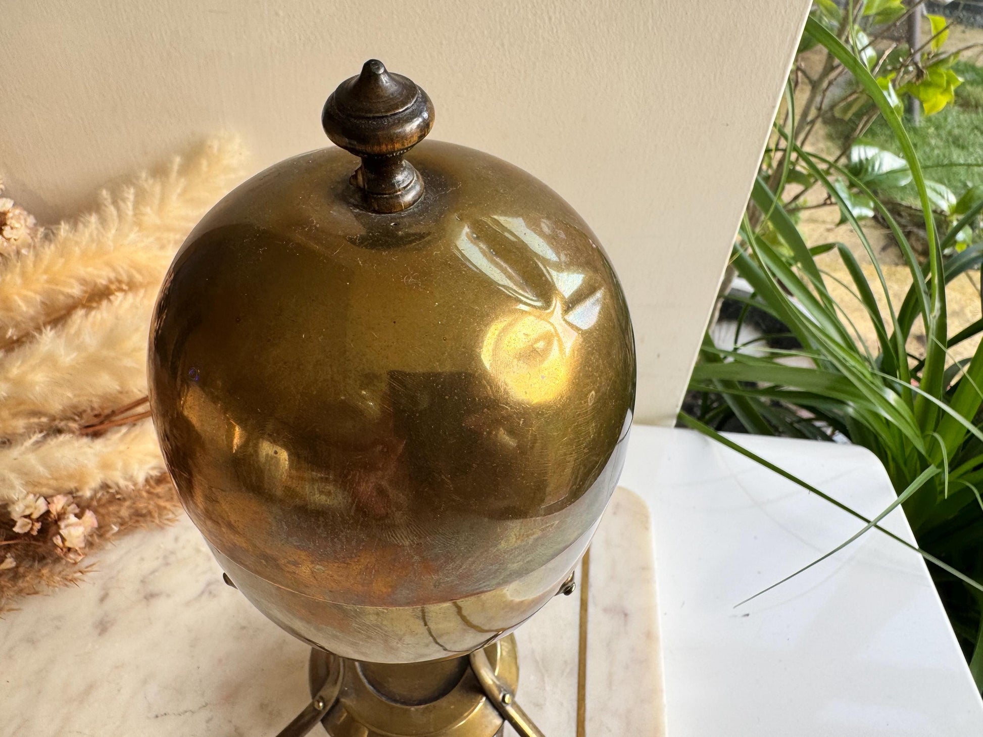 Victorian Brass Egg Coddler with Stand and Burner, Likely British, Late 19th to Early 20th Century
