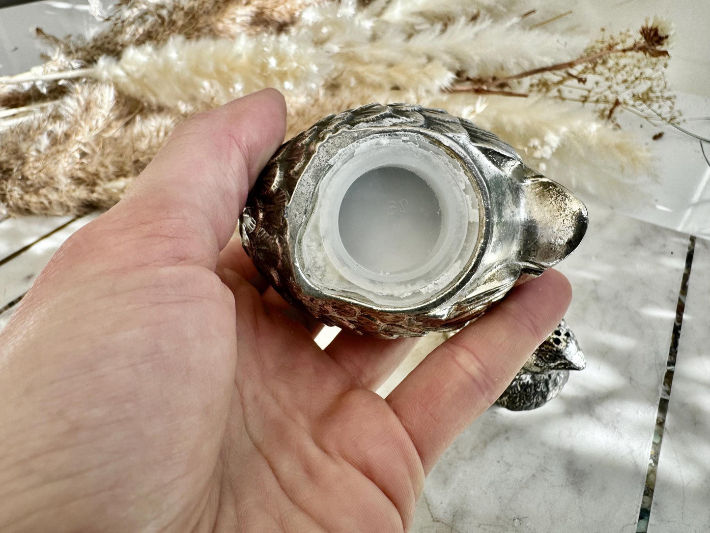 Pair of Vintage Silver-Plated Quail Salt & Pepper Shakers – Hand-Finished Bird Figurines with Feather Detailing