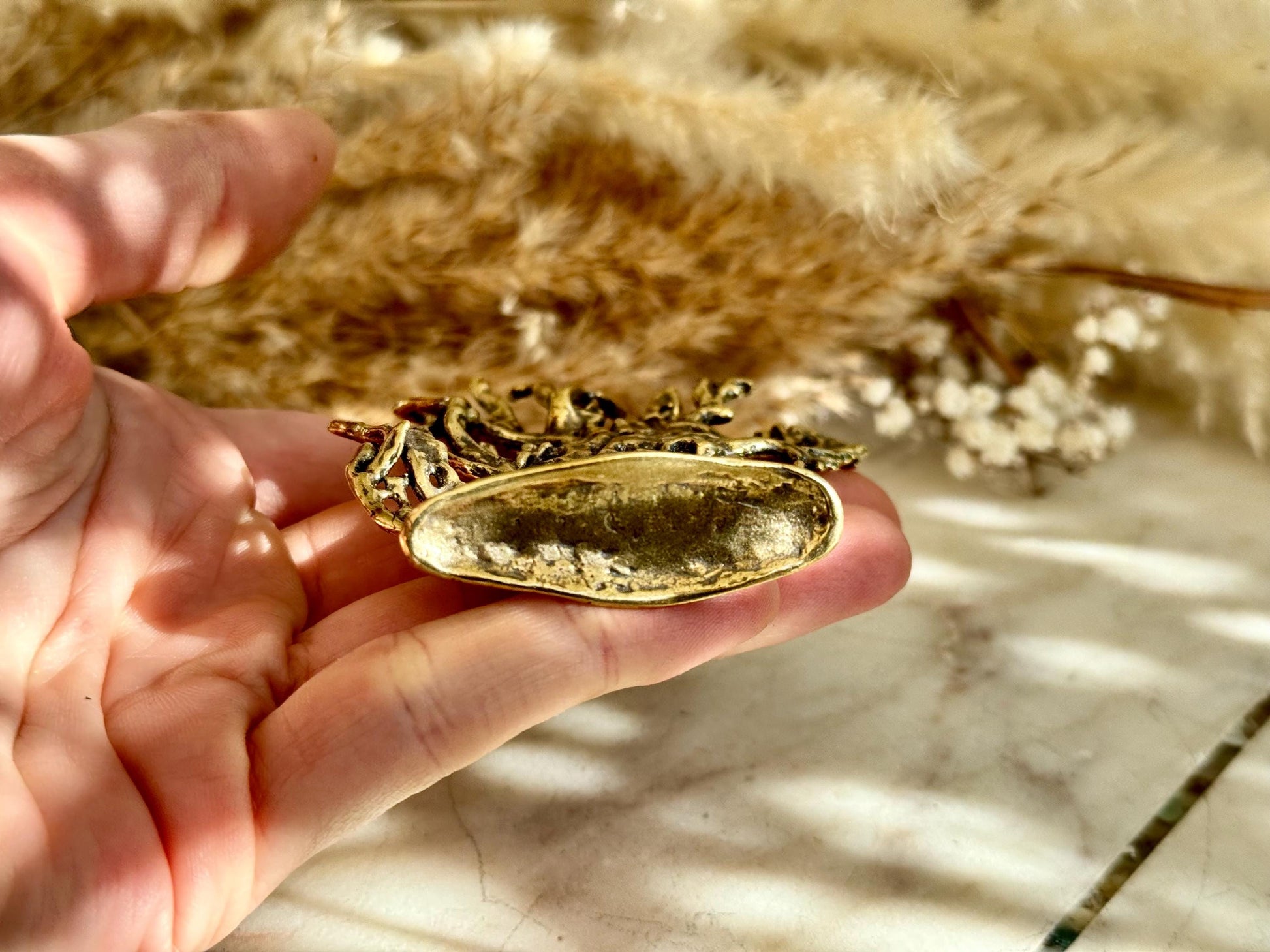 Solid Brass Abstract Sea Coral Sculpture Paperweight — Modern Organic Coastal Decor Accent
