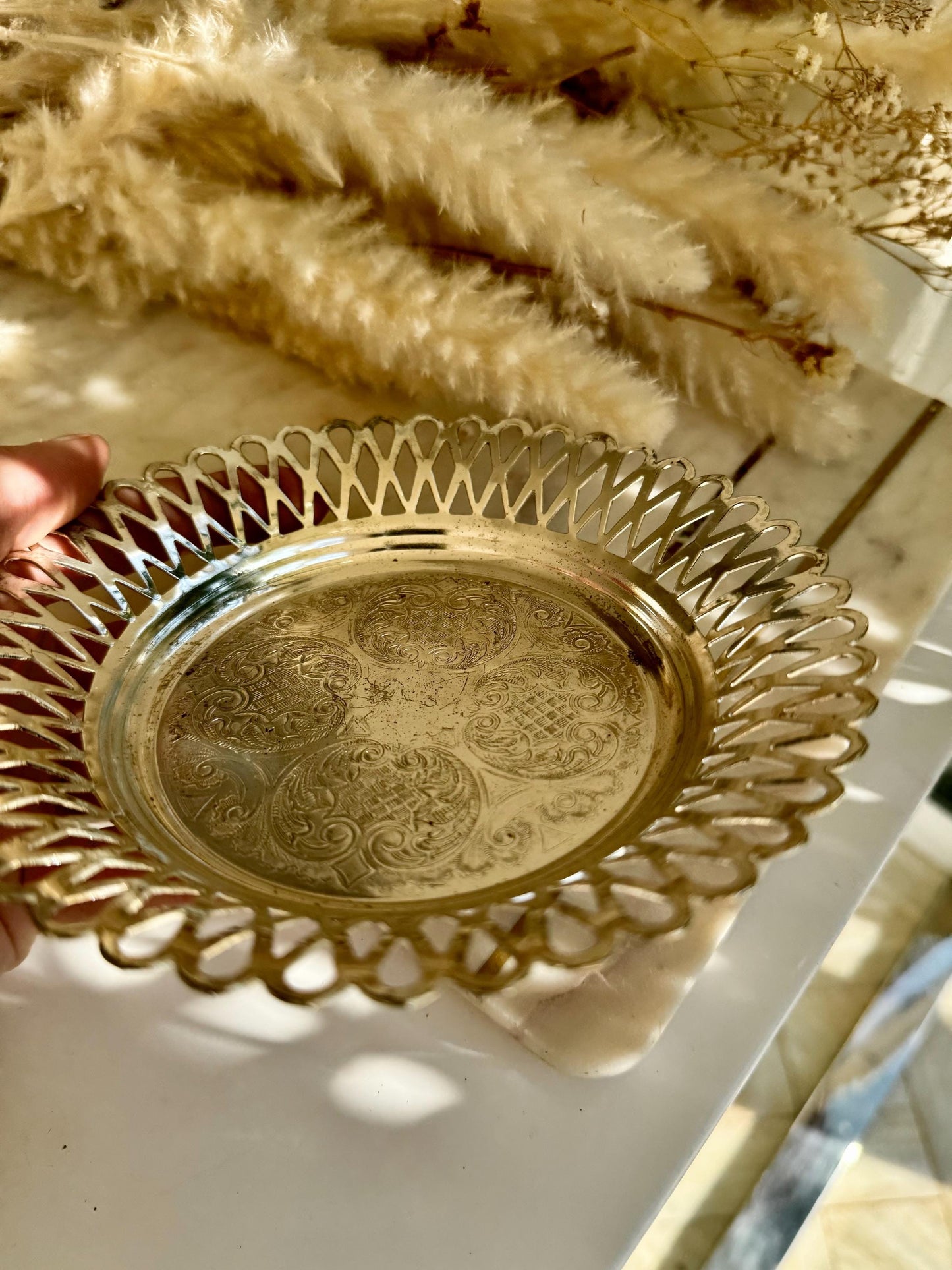 Silver-Plated Pierced Edge Trinket Dish by Cavalier Giftware, England – Ornate Vintage-Style Decorative Bowl