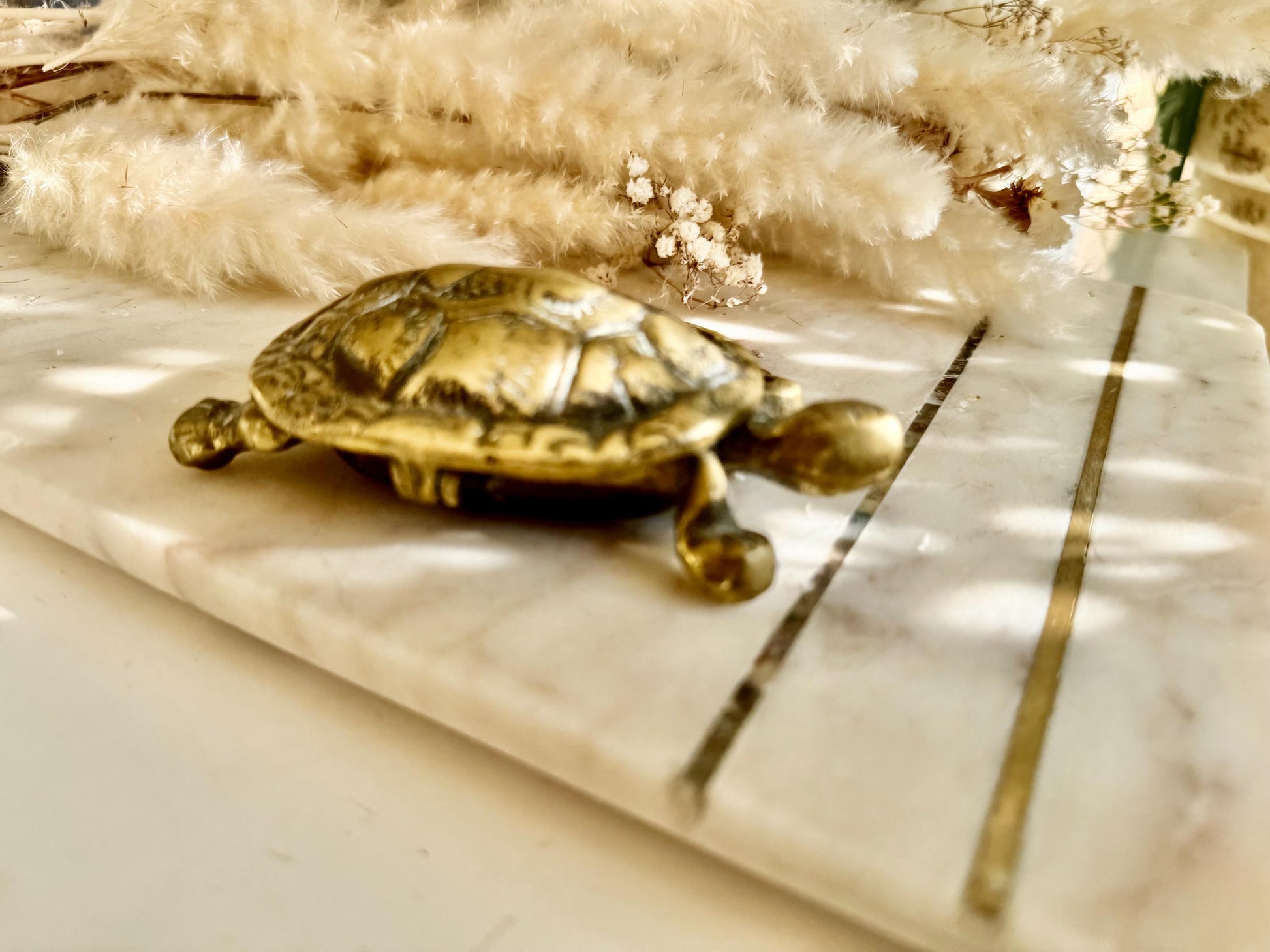 Brass Turtle Trinket Box – Vintage Style Lidded Figurine with Hinged Shell