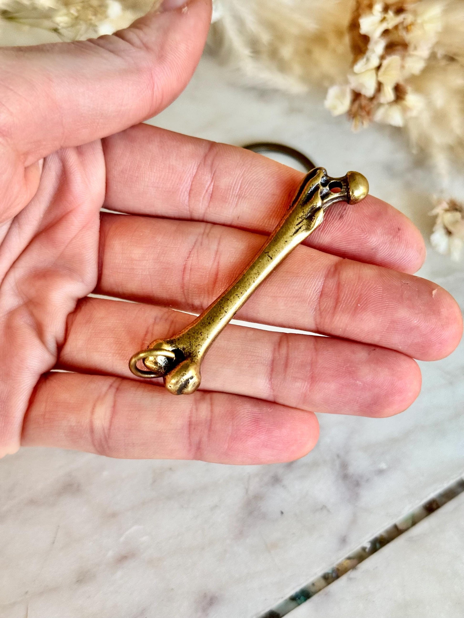 Brass Keychain – Anatomical Bone with Claw Detail – Unusual Gift for Doctor or Anatomist – Halloween Gothic Key Ring