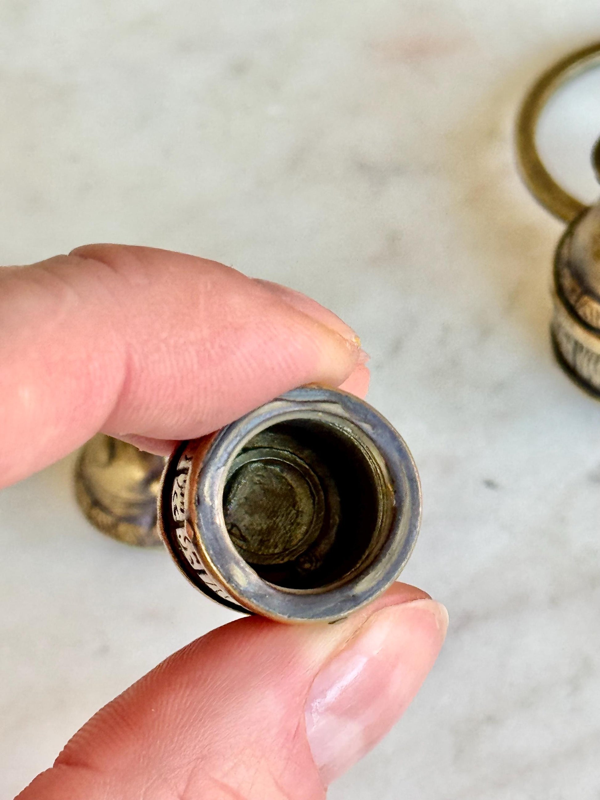 Secret Brass Pill Box Keychain – Bulldog on Barrel Hideaway