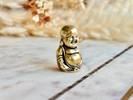 Mini Brass Laughing Buddha Figurine – Decorative Totem or Secret Keepsake Holder