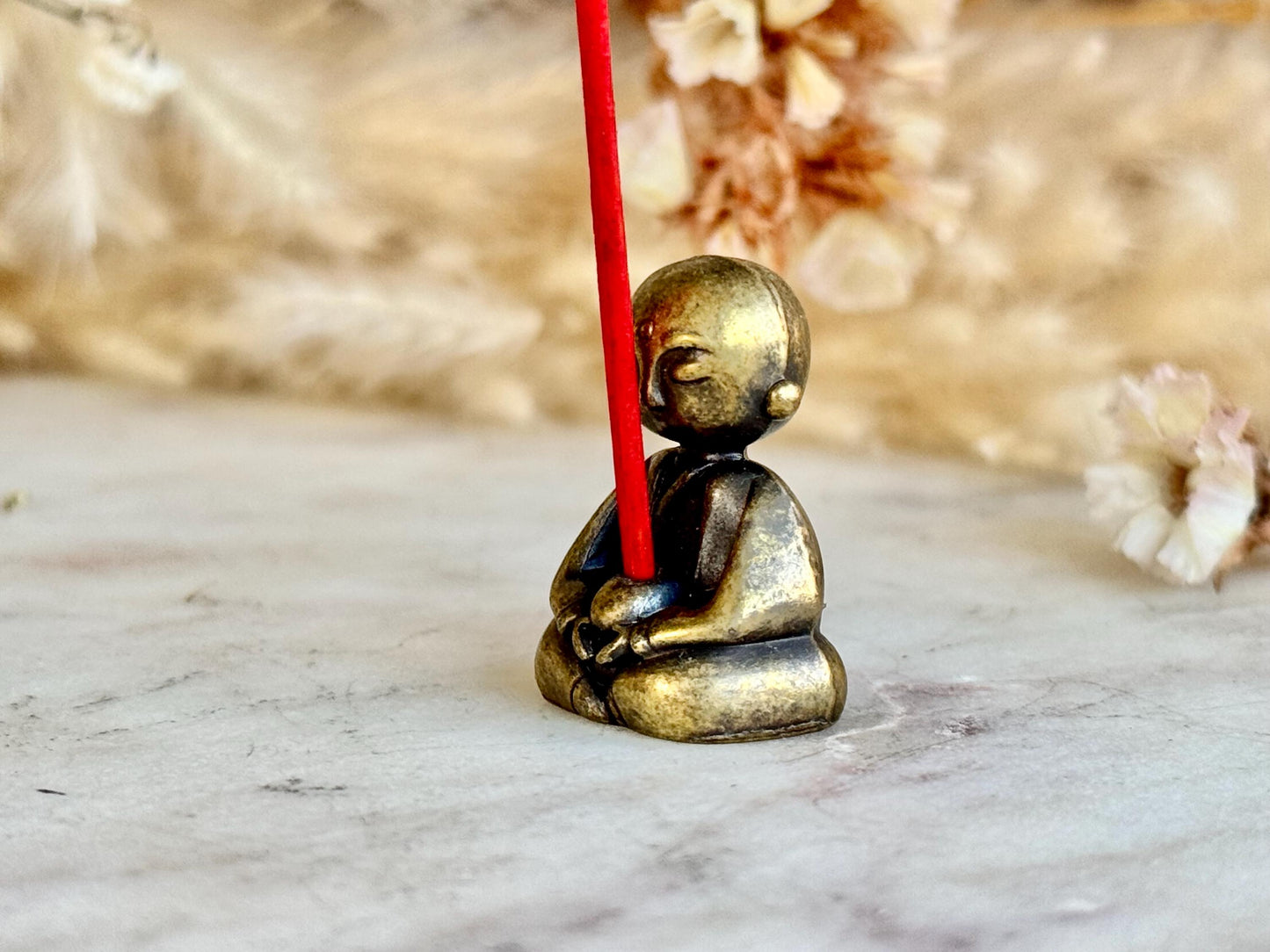 Brass Meditating Monk Incense Holder – Serene Zen Figurine for Rituals, Mindfulness & Tranquil Home Decor