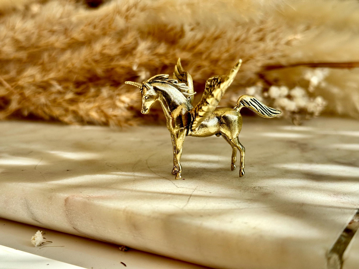 Beautiful unicorn miniature, solid brass Pegasus figurine, fairytale inspired unicorn, magical little present