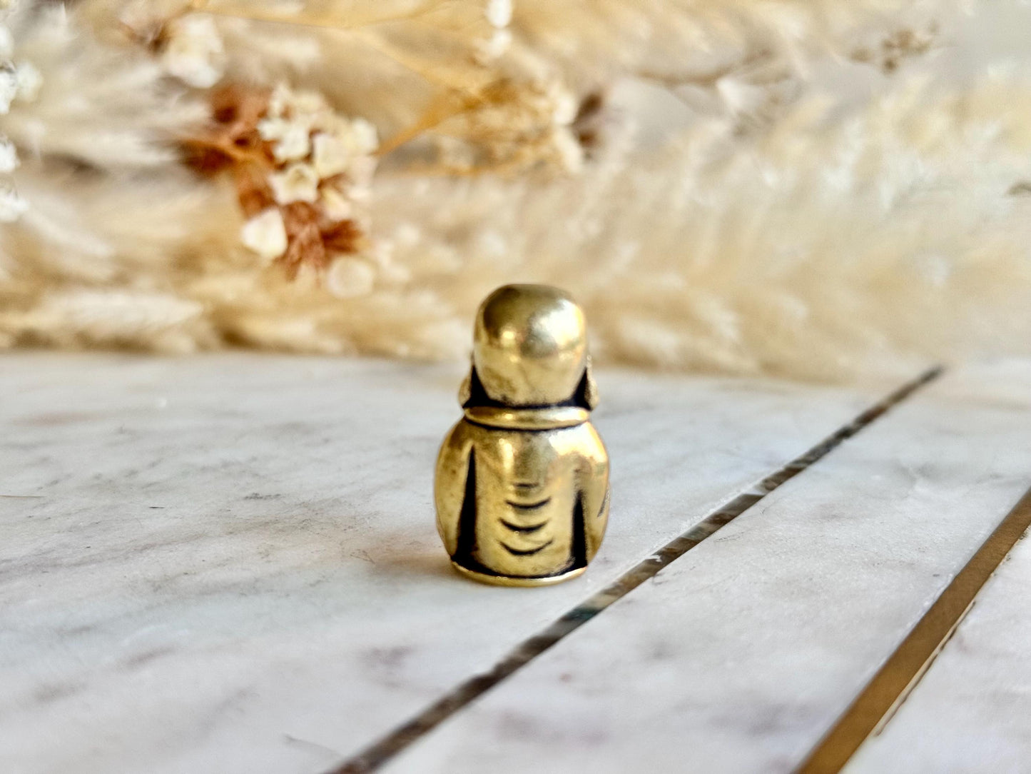 Mini Brass Laughing Buddha Figurine – Decorative Totem or Secret Keepsake Holder