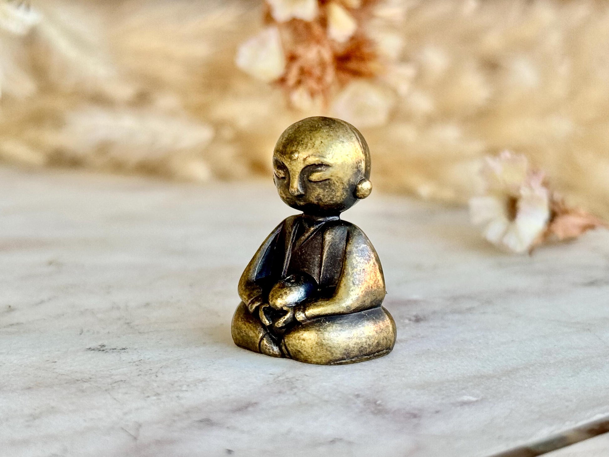 Brass Meditating Monk Incense Holder – Serene Zen Figurine for Rituals, Mindfulness & Tranquil Home Decor