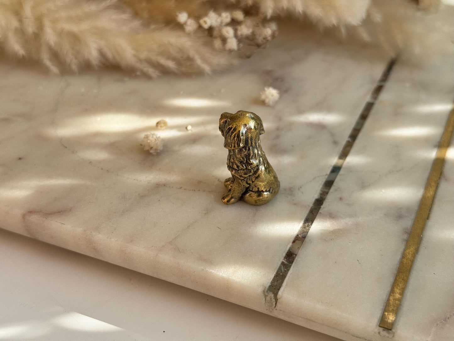 Miniature Brass Dog Figurine β Sitting Retriever Puppy dog statue