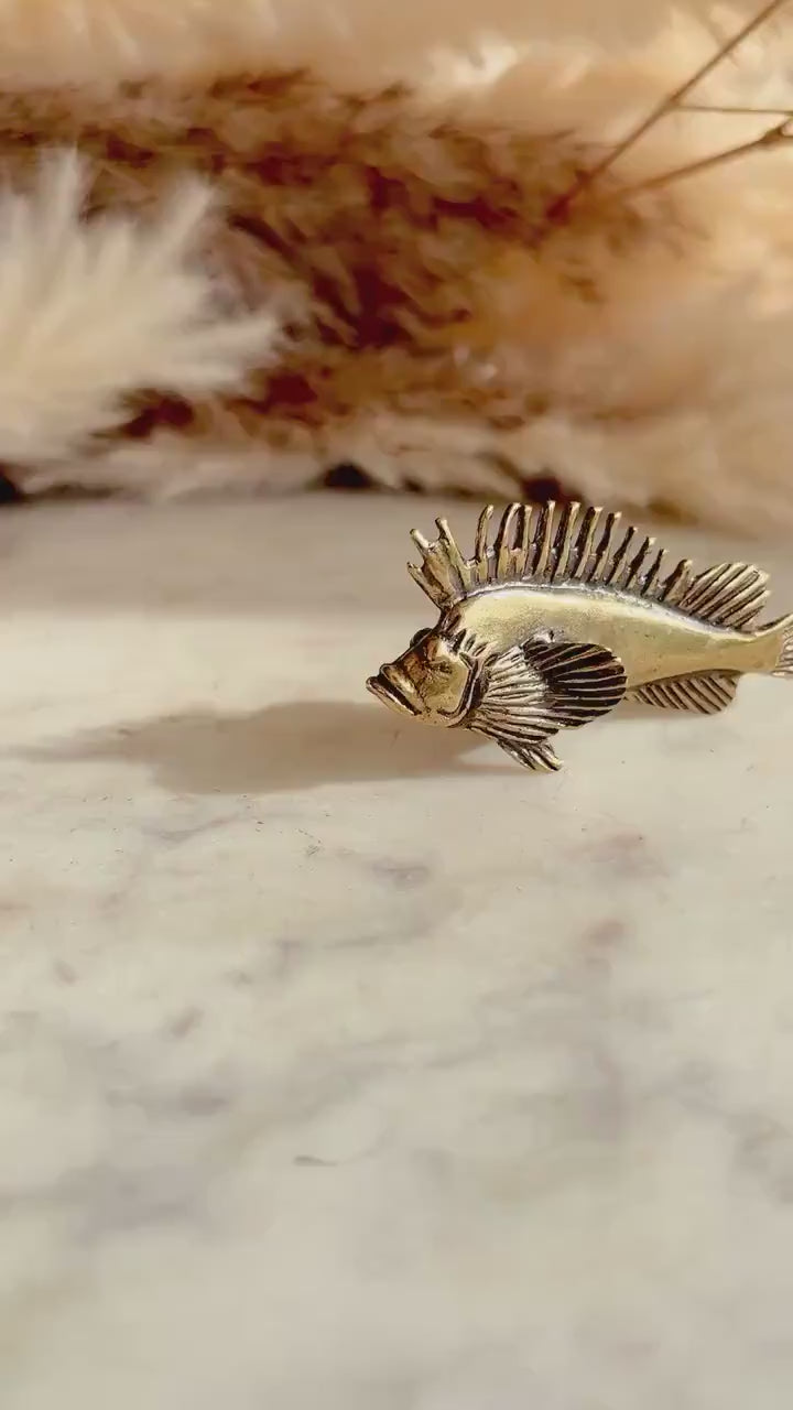 Beautiful solid brass Sea ravens fish miniature, rare fish metal figurine, metal craftsmanship fish figurine, collectible gift for fisherman
