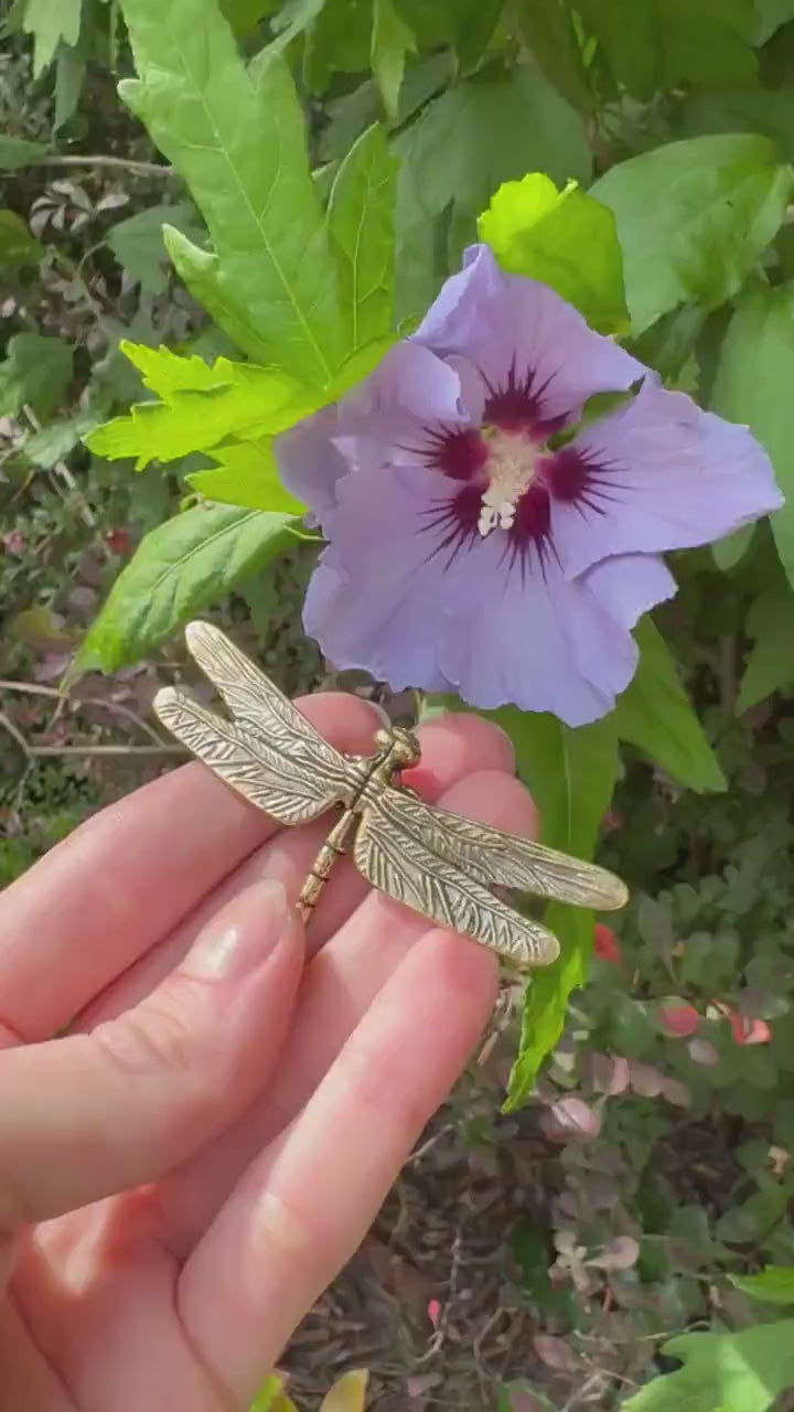 Beautiful Dragonfly Plant Pot Decoration, dragonfly figurine, Solid Brass dragonfly, creative insect brass, summer vibe gift