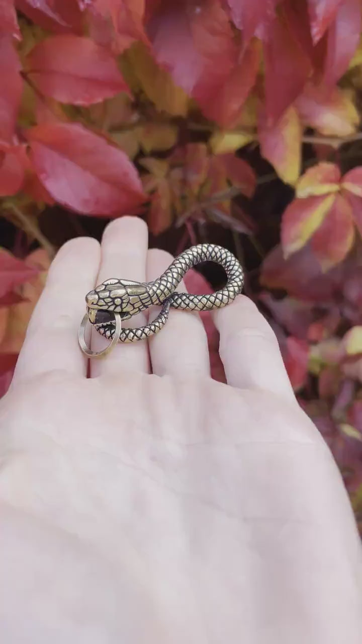 Brass Snake keychain, Fine craftsmanship, Solid brass figurine, Snake infinity sign, Creative gift, unique gift