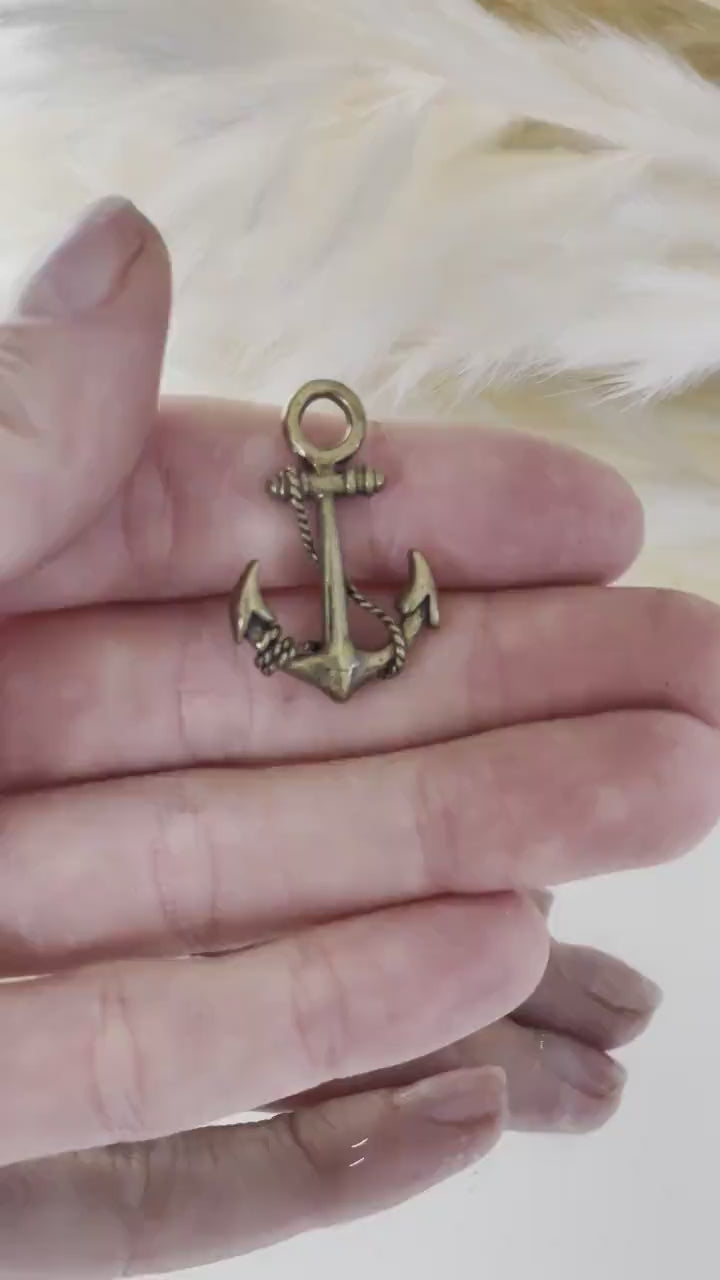 Brass Anchor Pendant, 2 pack, creative nautical brass figurine, anchor keychain, cool little gift, gift for sailor, old ship anchor