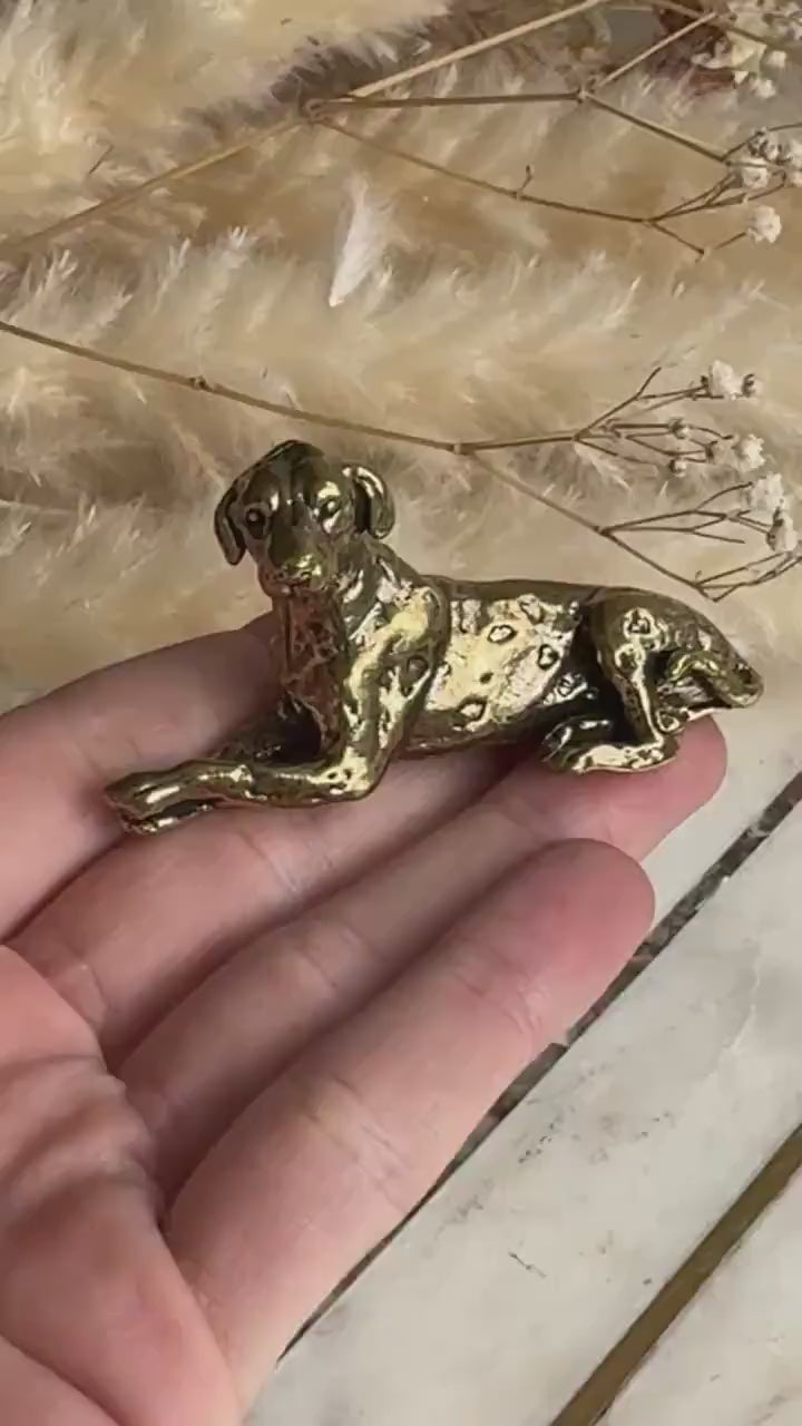 Solid Brass Dalmatian Dog Figurine, Elegant Collectible Ornament, Decorative Home Accent for Dog Lovers