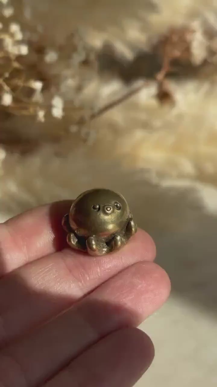 Cute Baby octopus, Solid Brass Octopus, calamari Miniature Figurine, Sea animals ornament, Home Decor, Collectible miniature, sea lover Gift