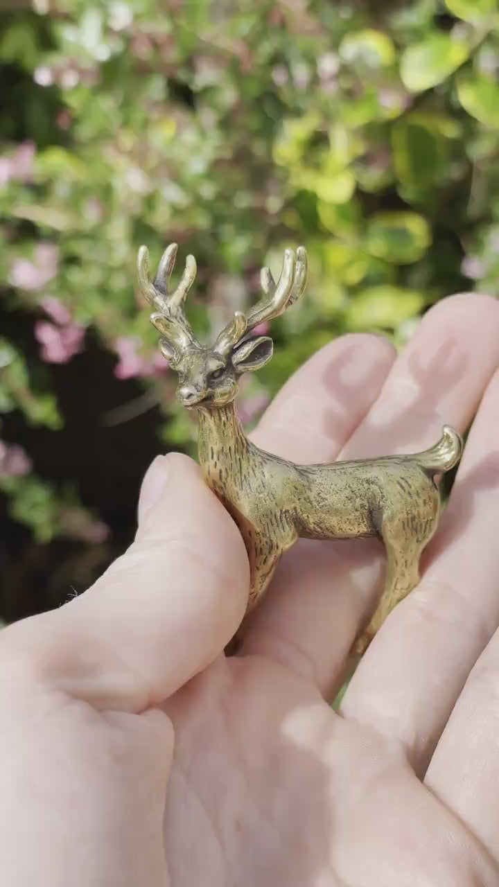 Smiley noble deer, Fine lifelike brass figurine, Deer decor, Reindeer ornament, Cute Christmas gift, Gift for friend
