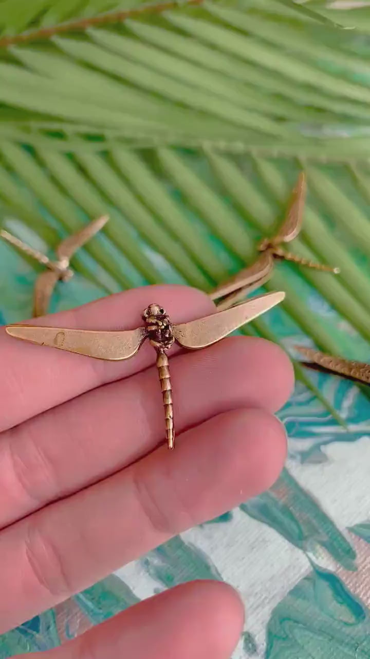 Cute small Dragonfly Plant Pot Decoration, dragonfly figurine, Solid Brass creative dragonfly , Cool gift, Insect club
