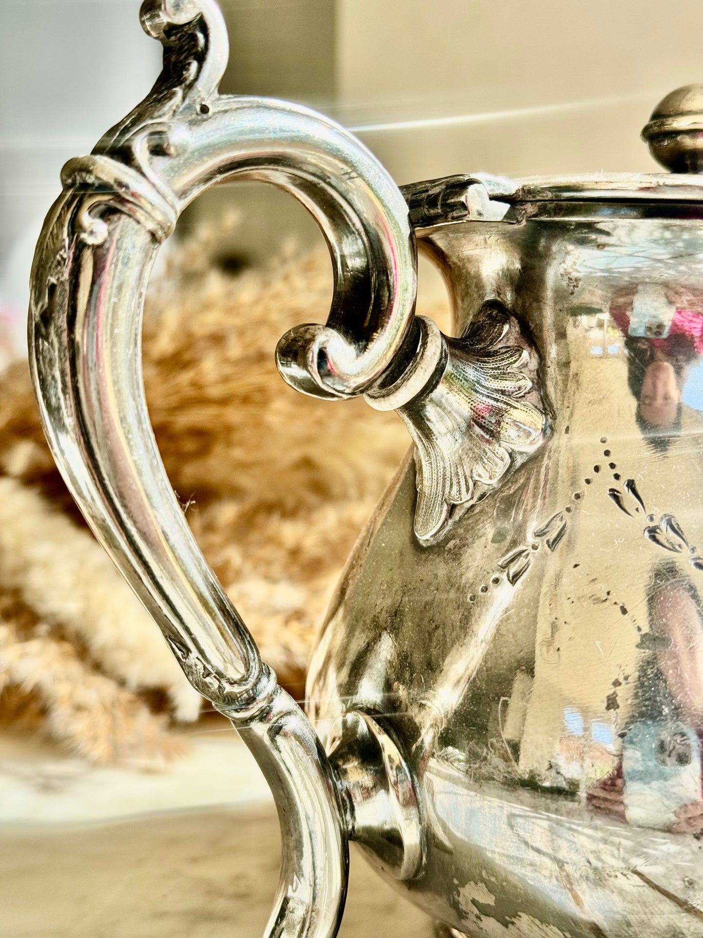 Vintage EPBM Silver Plated Teapot with Ribbon Engraving – English Teaware, 1950s
