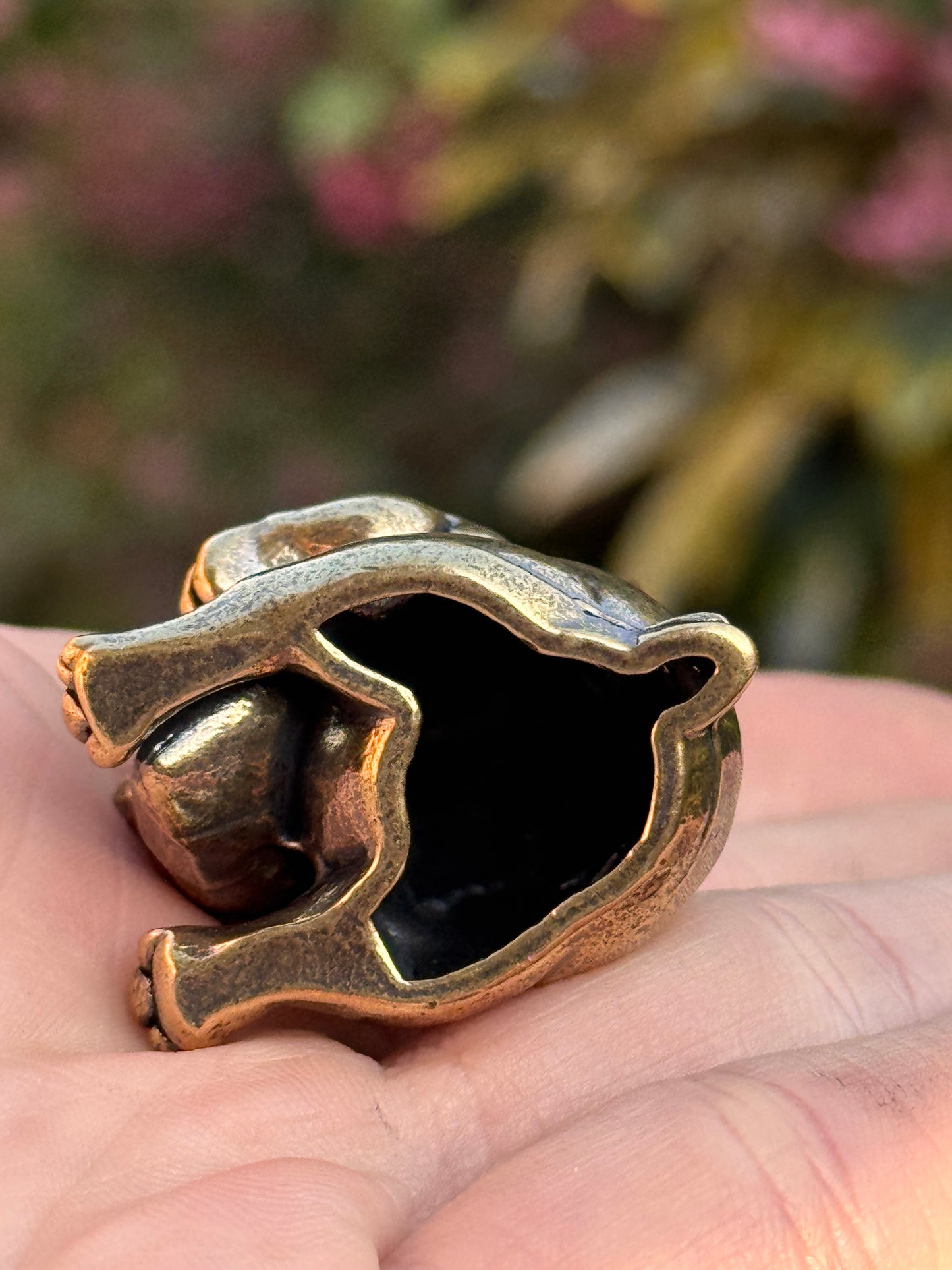 Solid Brass French Bulldog with Heart, Dog Figurine Symbolising Love