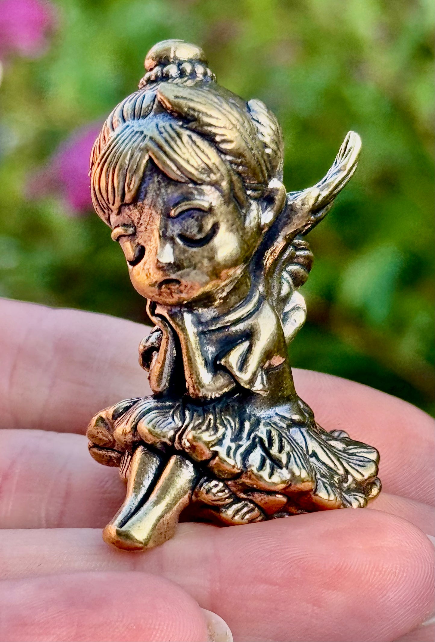 Whisper of a Dream, Brass Pixie Figurine – Sleeping Ballerina with Wings