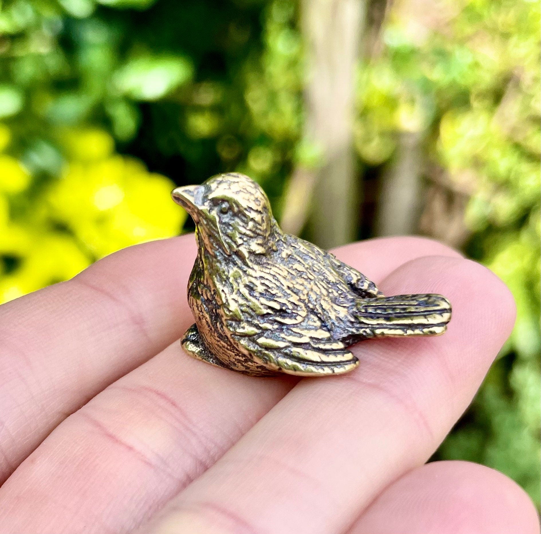 Adorable lifelike solid brass little chick birds statue, brass birdie figurine, adorable gift for bird lovers, st. valentine's day gift