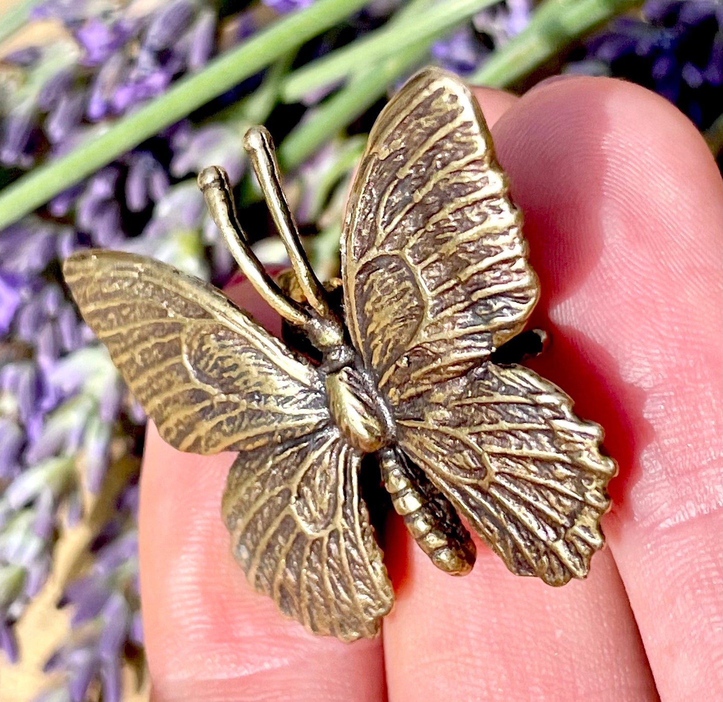 Fairy Butterfly metal figurine, Fine Lifelike solid brass statue, Fountain pen holder, desktop decor, gift for her, gift for colleague