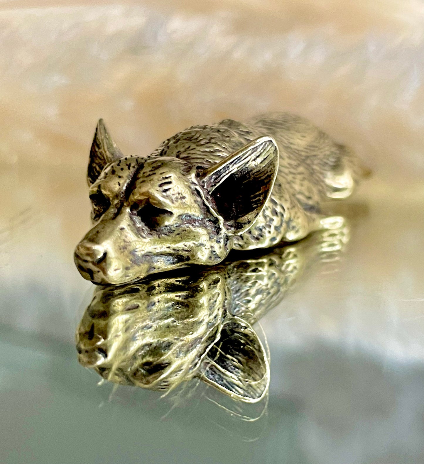 Welsh Corgi Pembroke, Solid brass figurine of Cardigan, Low Poly Dog Figure, memorial decoration, Unique Gift, Corgi Lovers