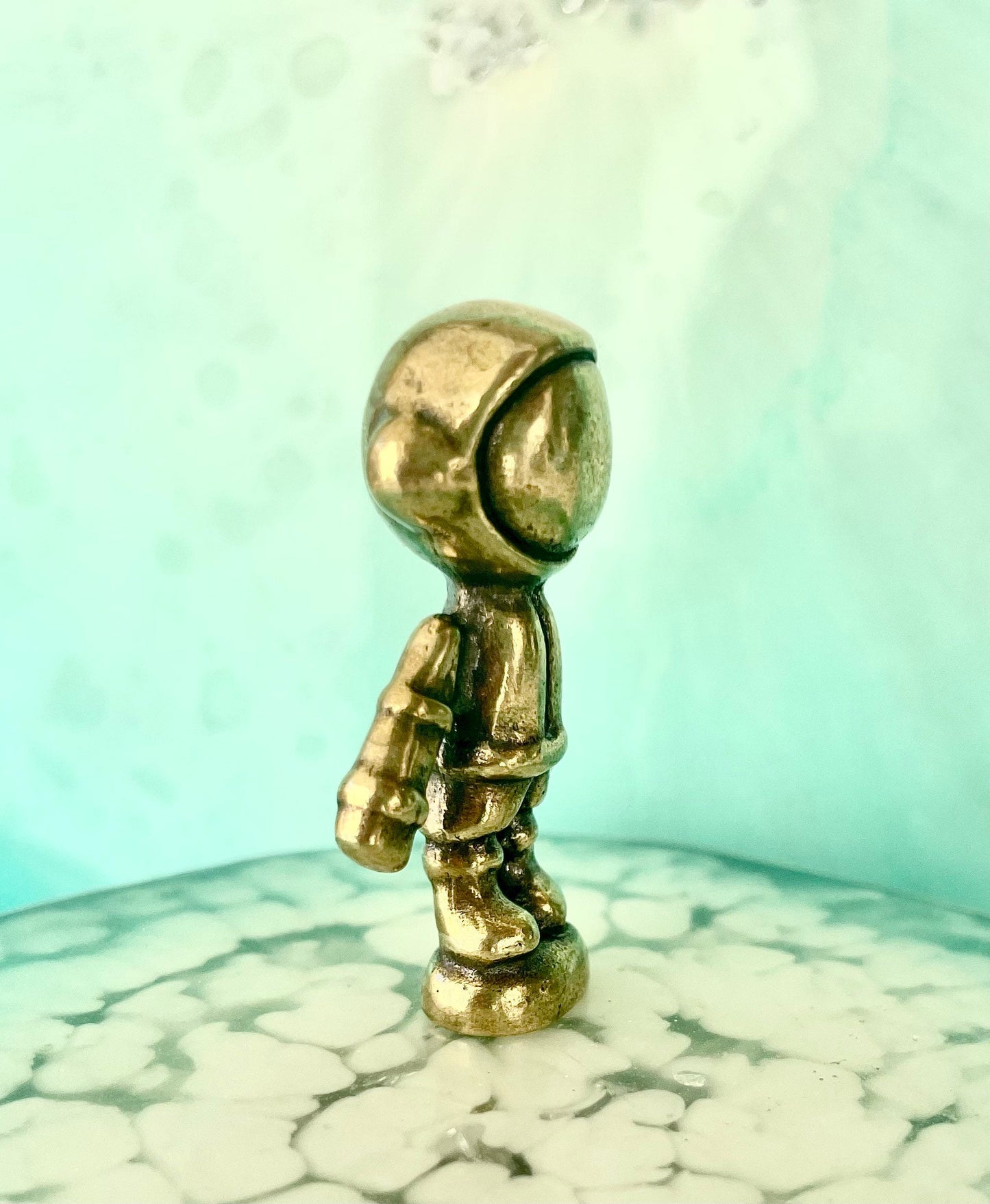 Wandering Astronaut, Solid Brass Cast Spaceman Figurine, Lost Wax Casting, Craft Figurine, Space lover gift, Alien figurine