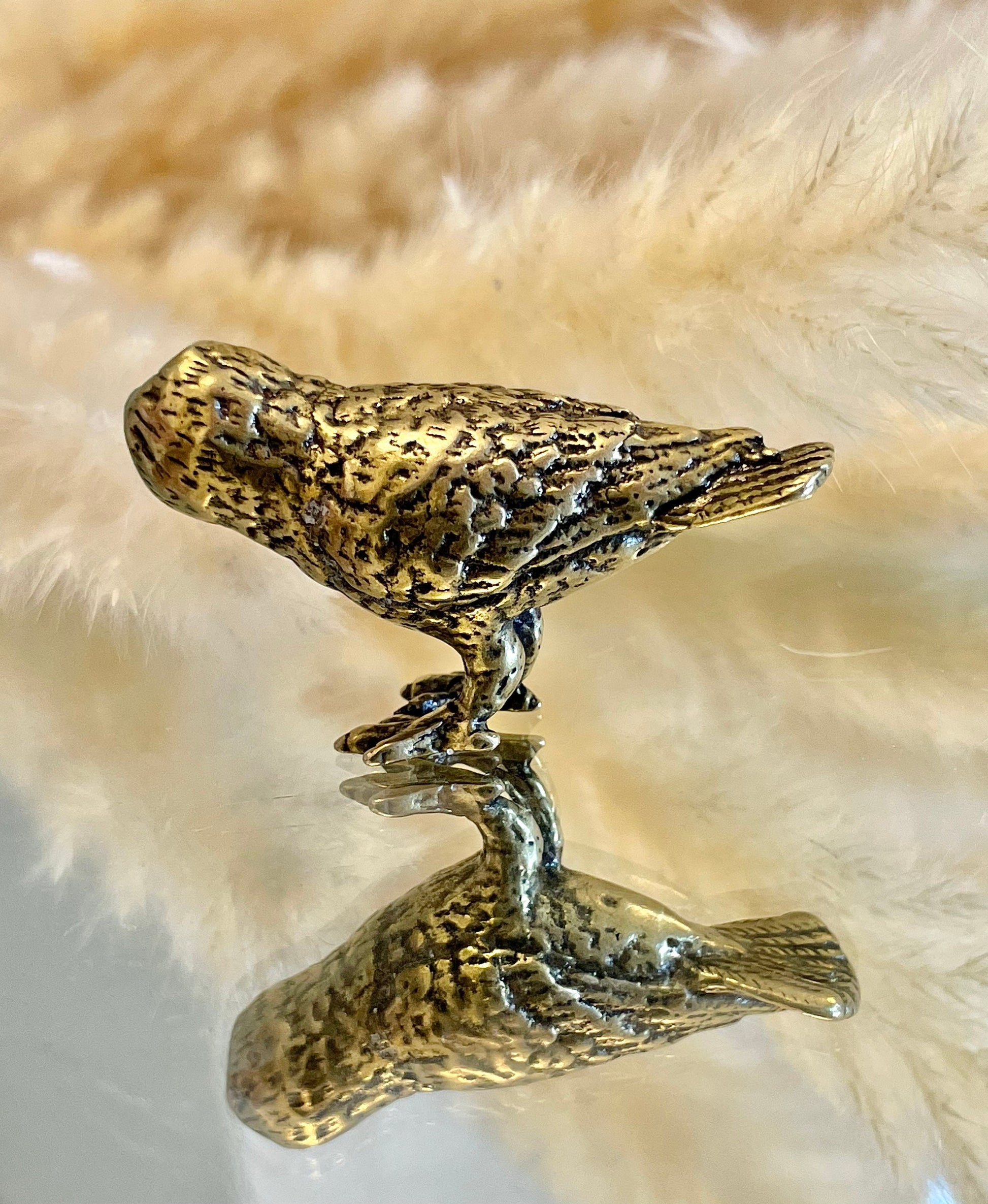 Wise Snowy Owl figurine, Metal Owl ornament, fine lifelike solid brass figurine, desktop decoration, winter bird statuette, Christmas gift