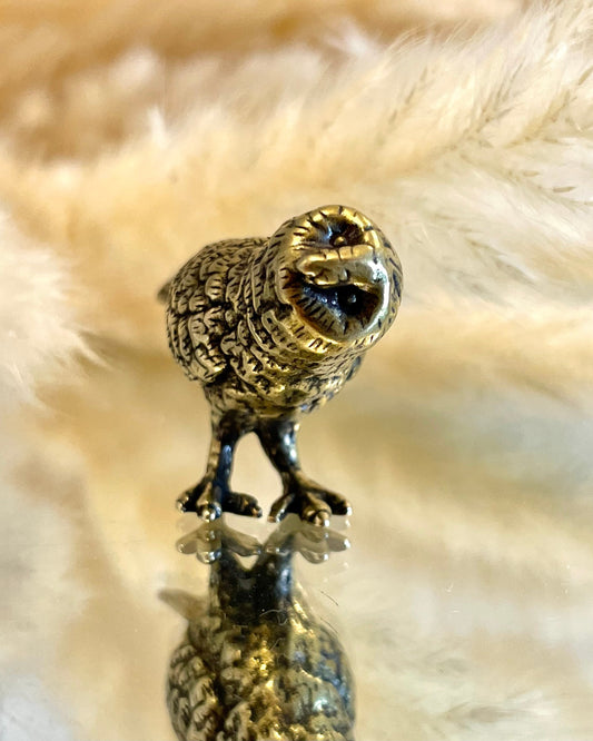 Wise Snowy Owl figurine, Metal Owl ornament, fine lifelike solid brass figurine, desktop decoration, winter bird statuette, Christmas gift