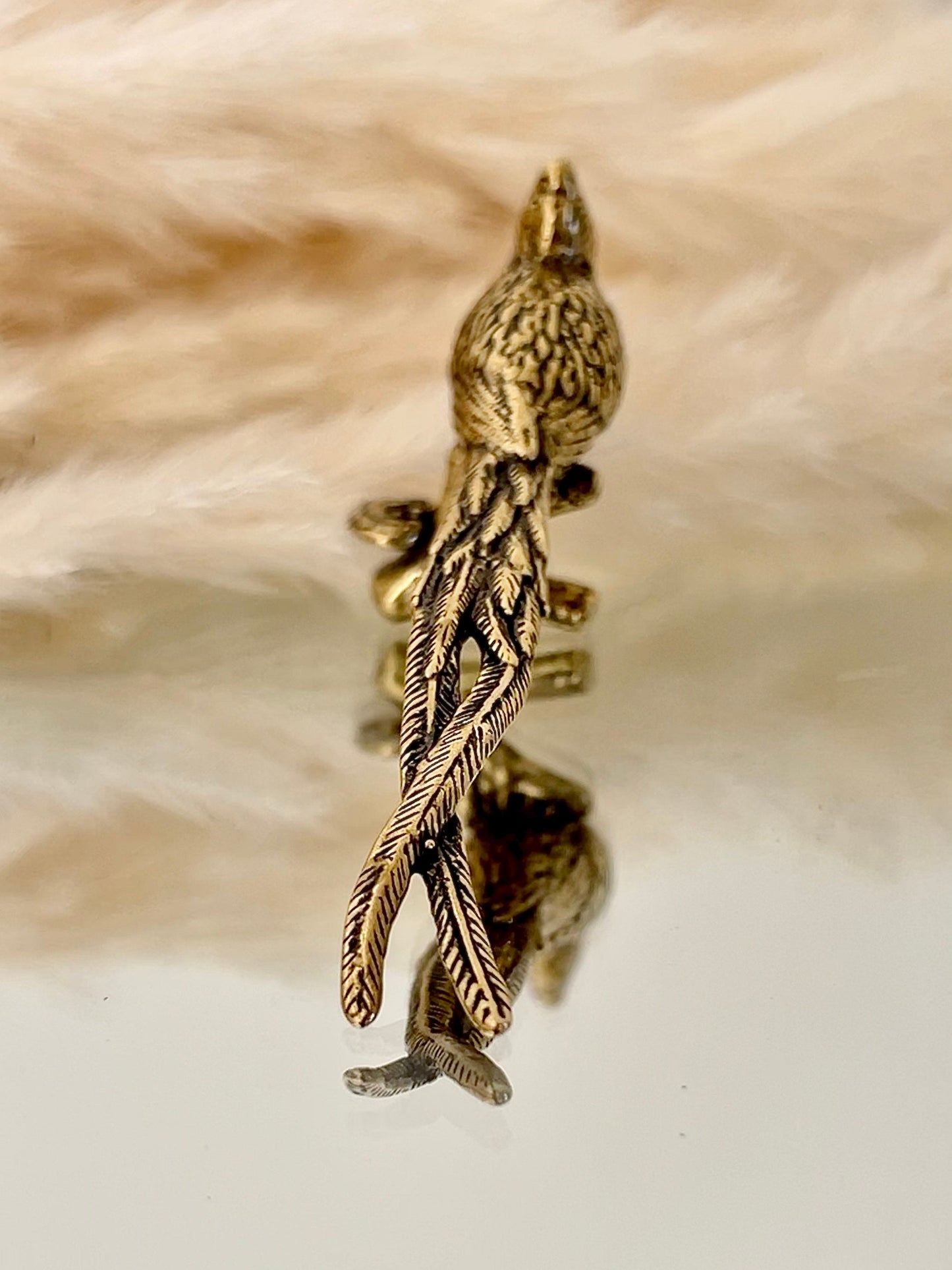 brass pheasant statue, bird of paradise art deco, home decor, coffee table vanity, bird lovers gift