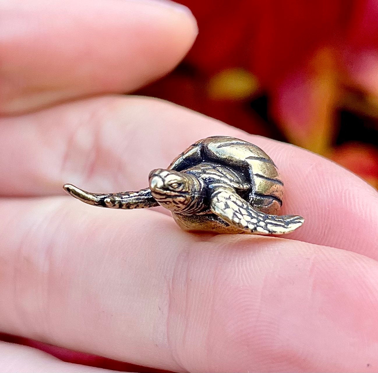 Turtle figurine, Fine solid brass ornament, Turtle hatching from an egg, adorable gift, tortoise metal ornament, cute gift, baby gift