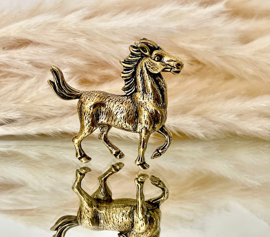 Unique Brass Pony Figurine - Delightful Fire Horse Ornament, Realistic Mustang Statue, Charming Horse Collectible