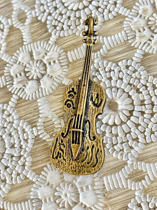 Solid brass Violin Pendant, Fine Violin figurine, Orchestra Player Gift, Violin Charm, Violin Jewellery, Violinist Gift