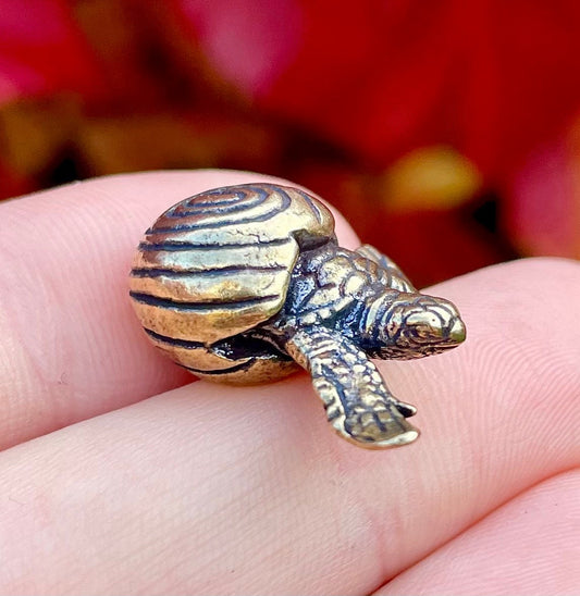 Turtle figurine, Fine solid brass ornament, Turtle hatching from an egg, adorable gift, tortoise metal ornament, cute gift, baby gift